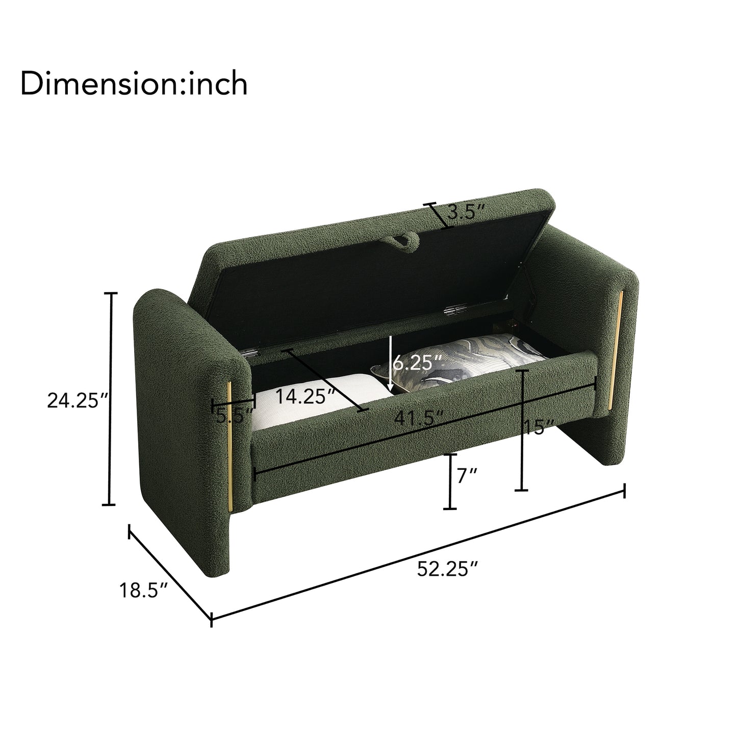 Silverleaf Modern Olive Storage Bench