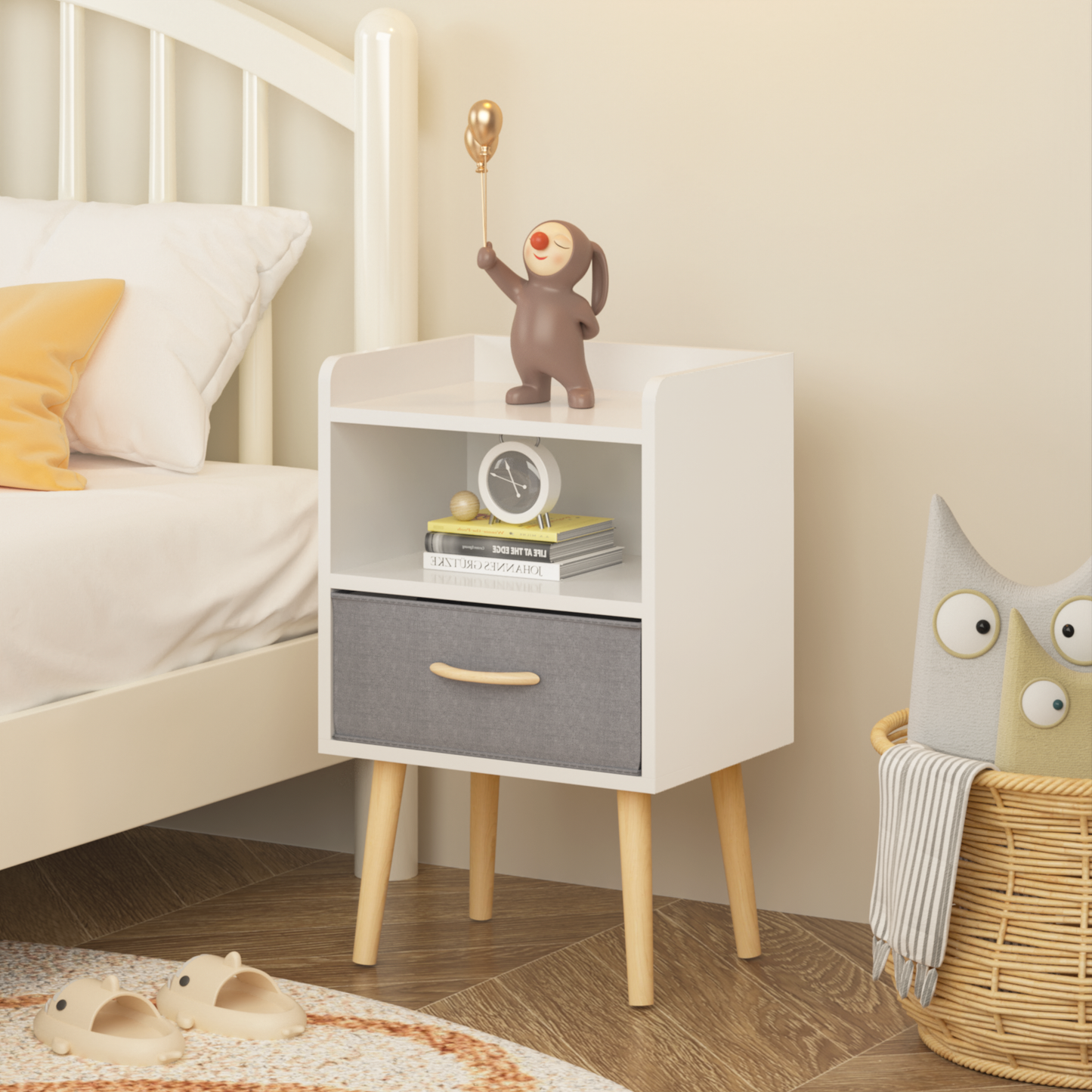 Jiron Contemporary Fabric Drawer Nightstand