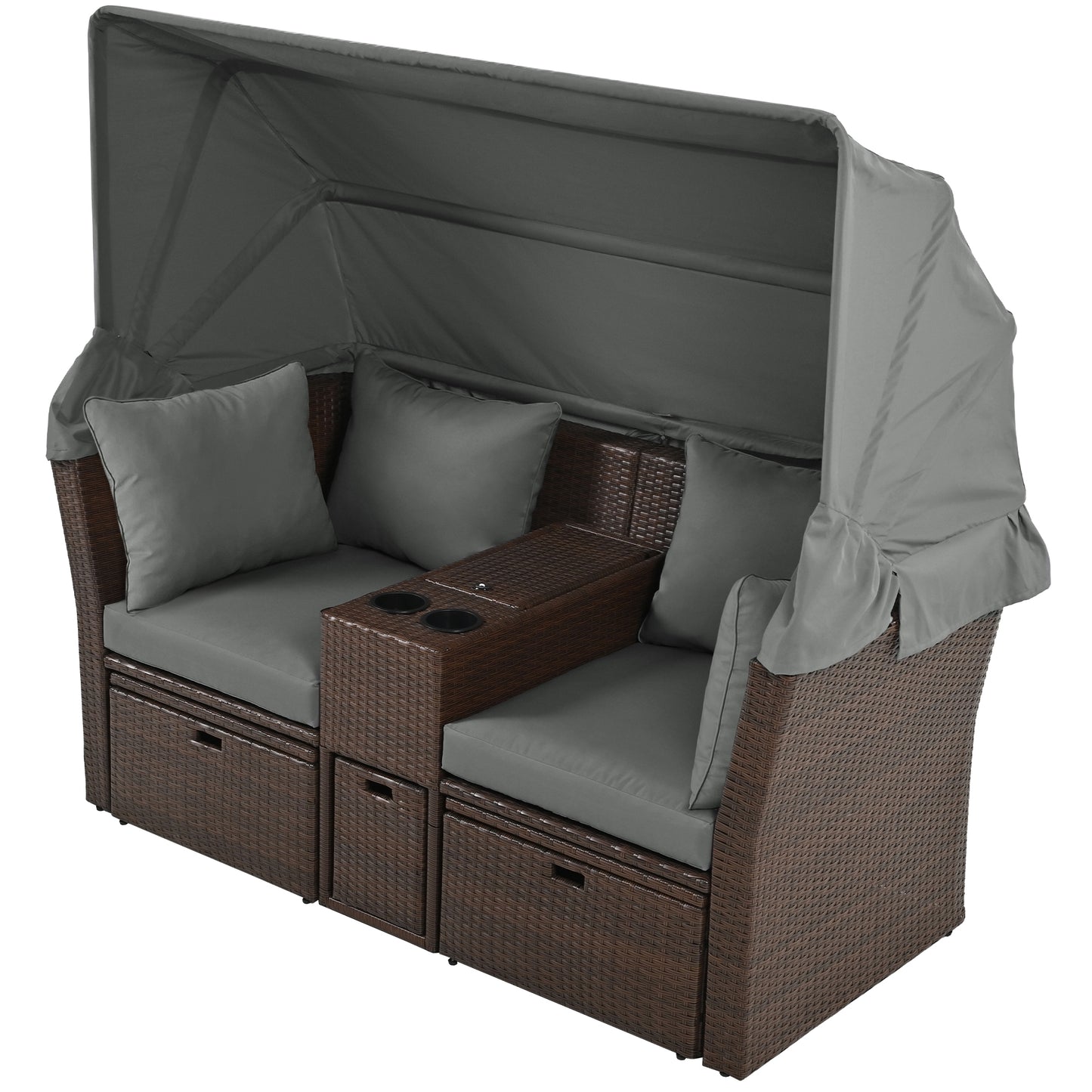 Amity Modern Loveseat Foldable Awning Daybed