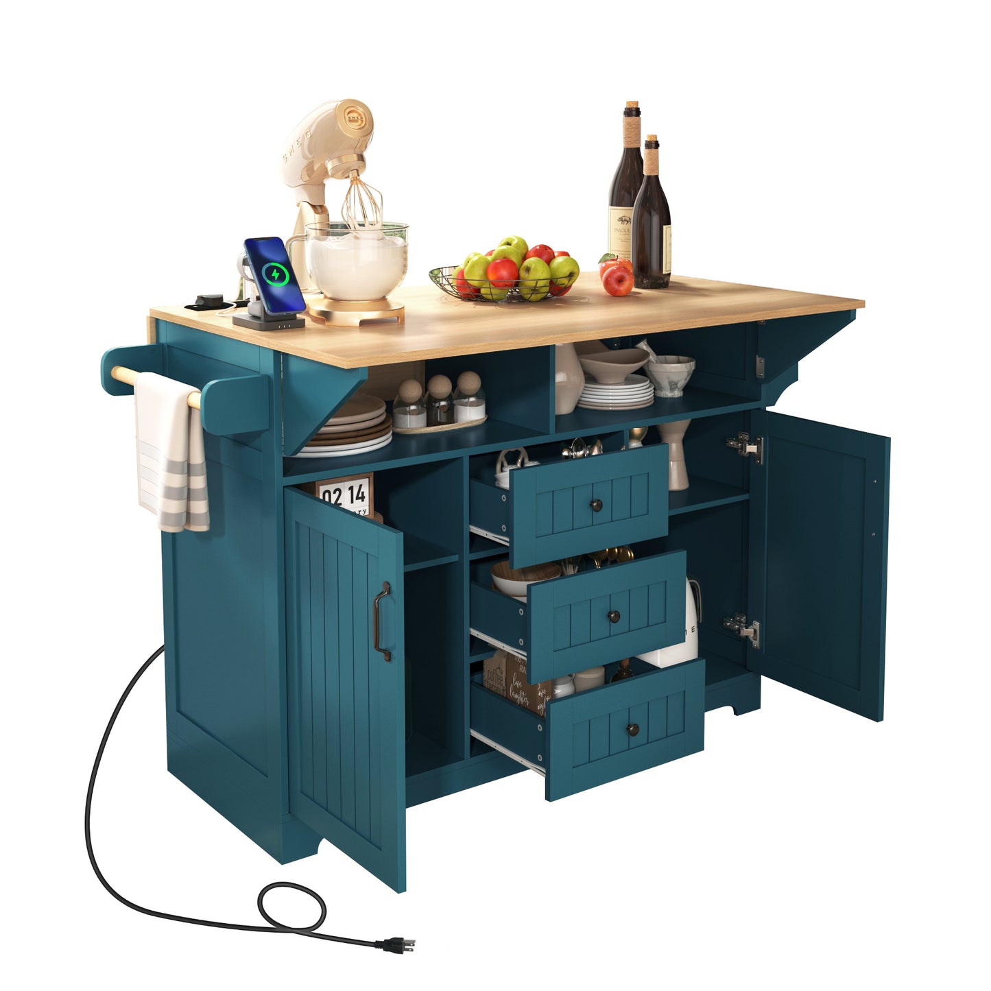 Cleo Modern Rolling Kitchen Cart