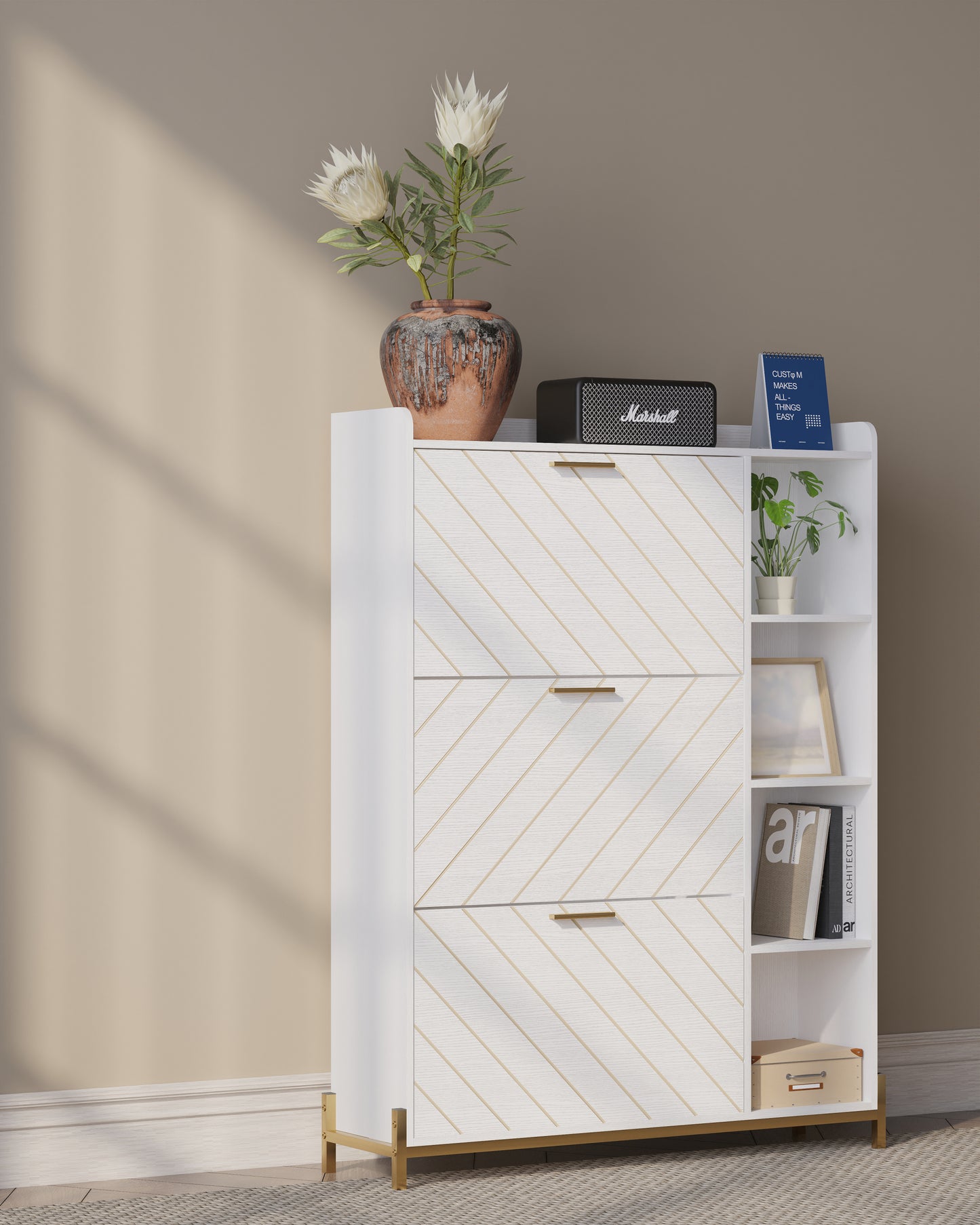 Mission Modern Slim Shoe Storage Cabinet