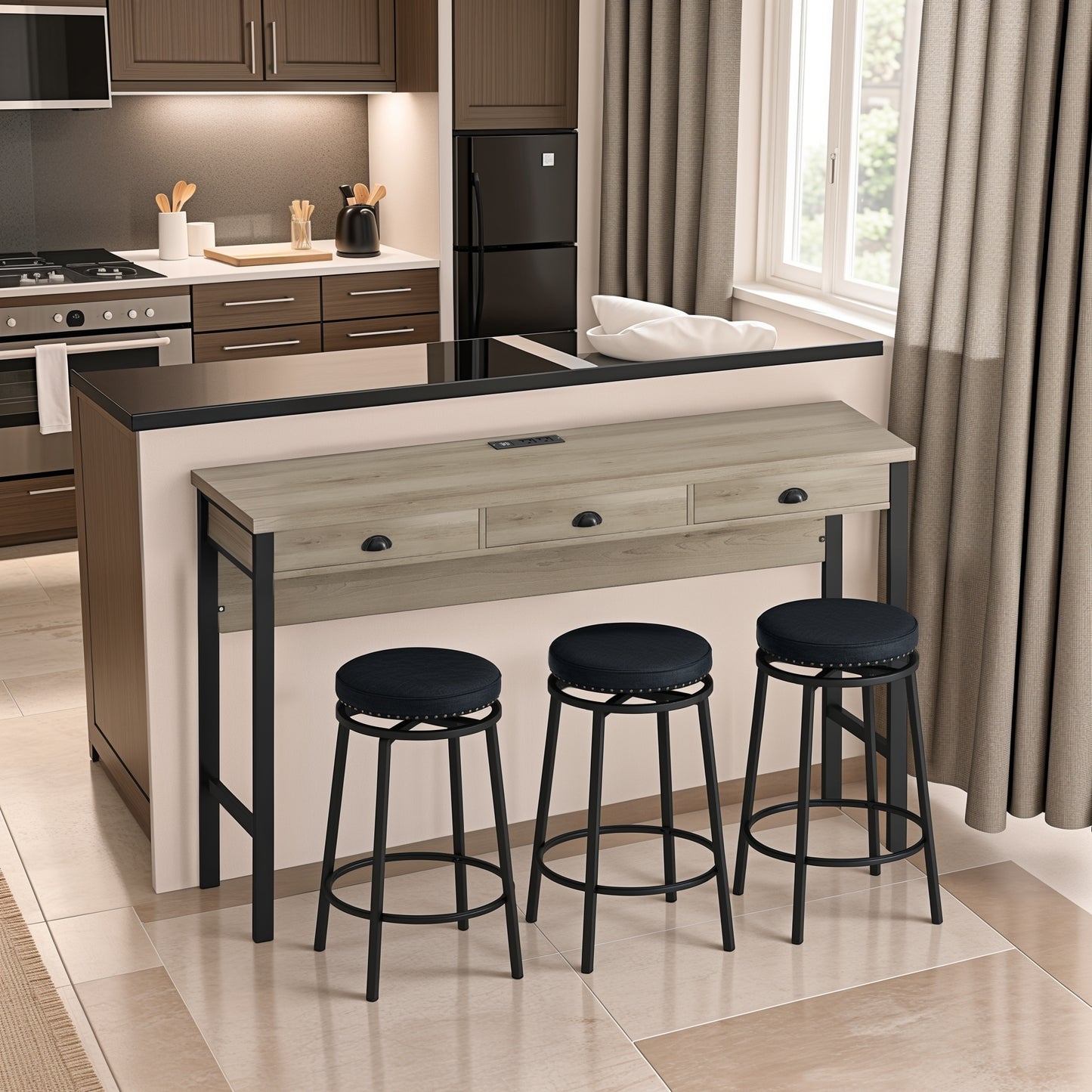Westport Contemporary Dining Power Stool Set