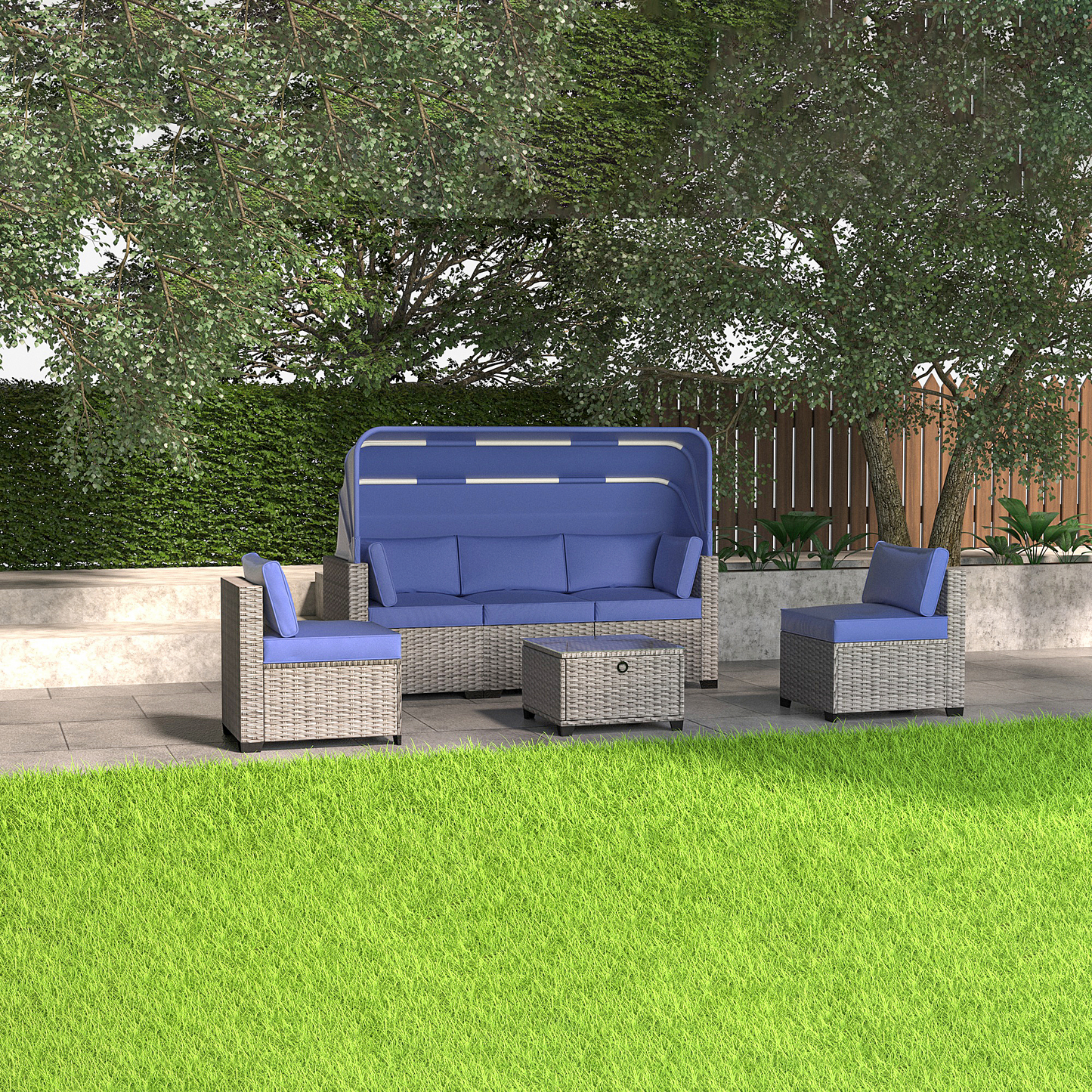 Niles Contemporary Outdoor Rattan Set