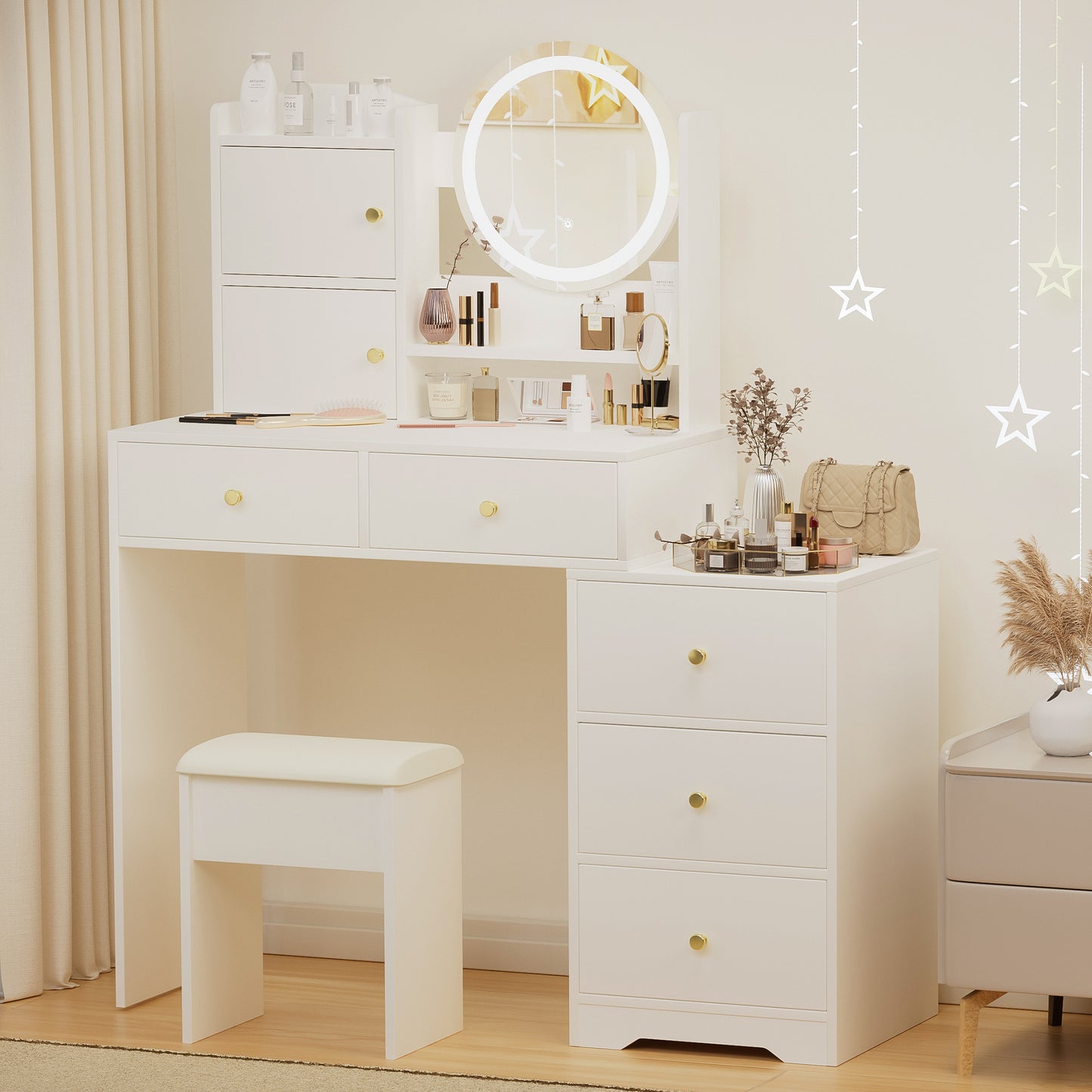Calista Contemporary Velvet Vanity Desk