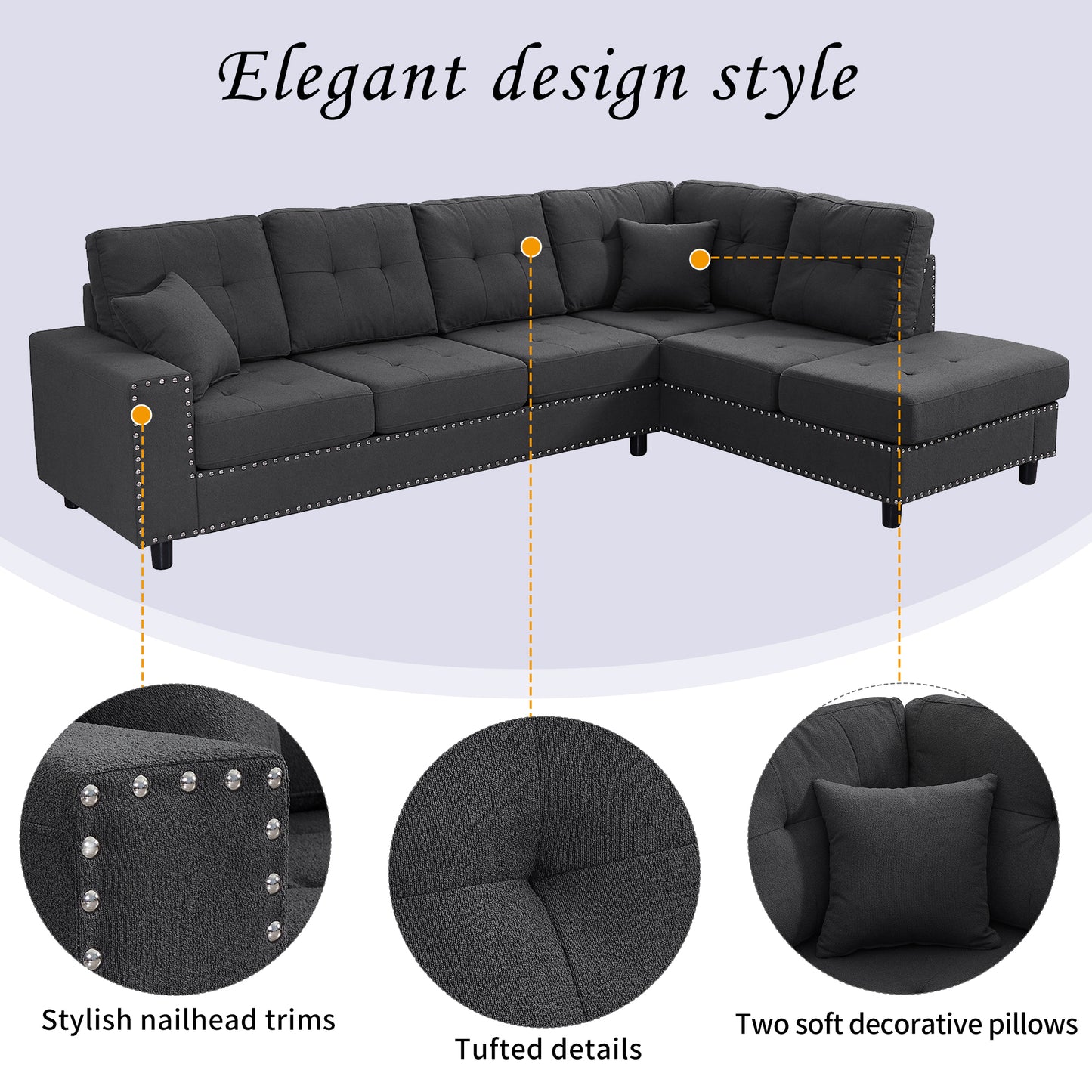 Calista Mid-Century L-Shaped Modular Sofa