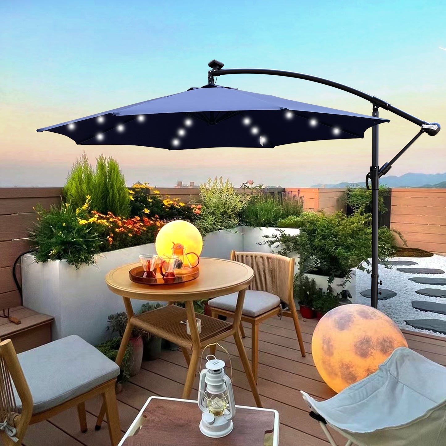 Marcel Modern Solar LED Patio Umbrella