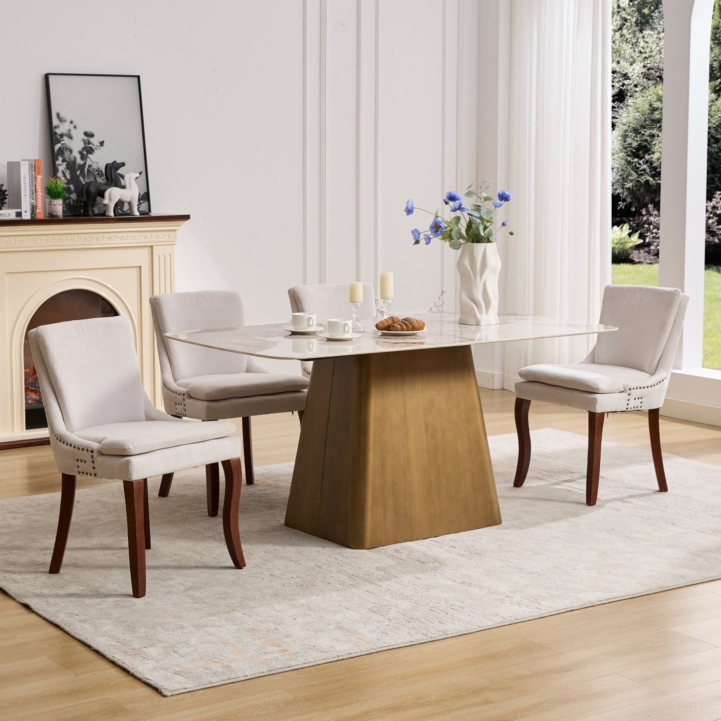 Calista Contemporary Double-layer Chenille Dining Chairs