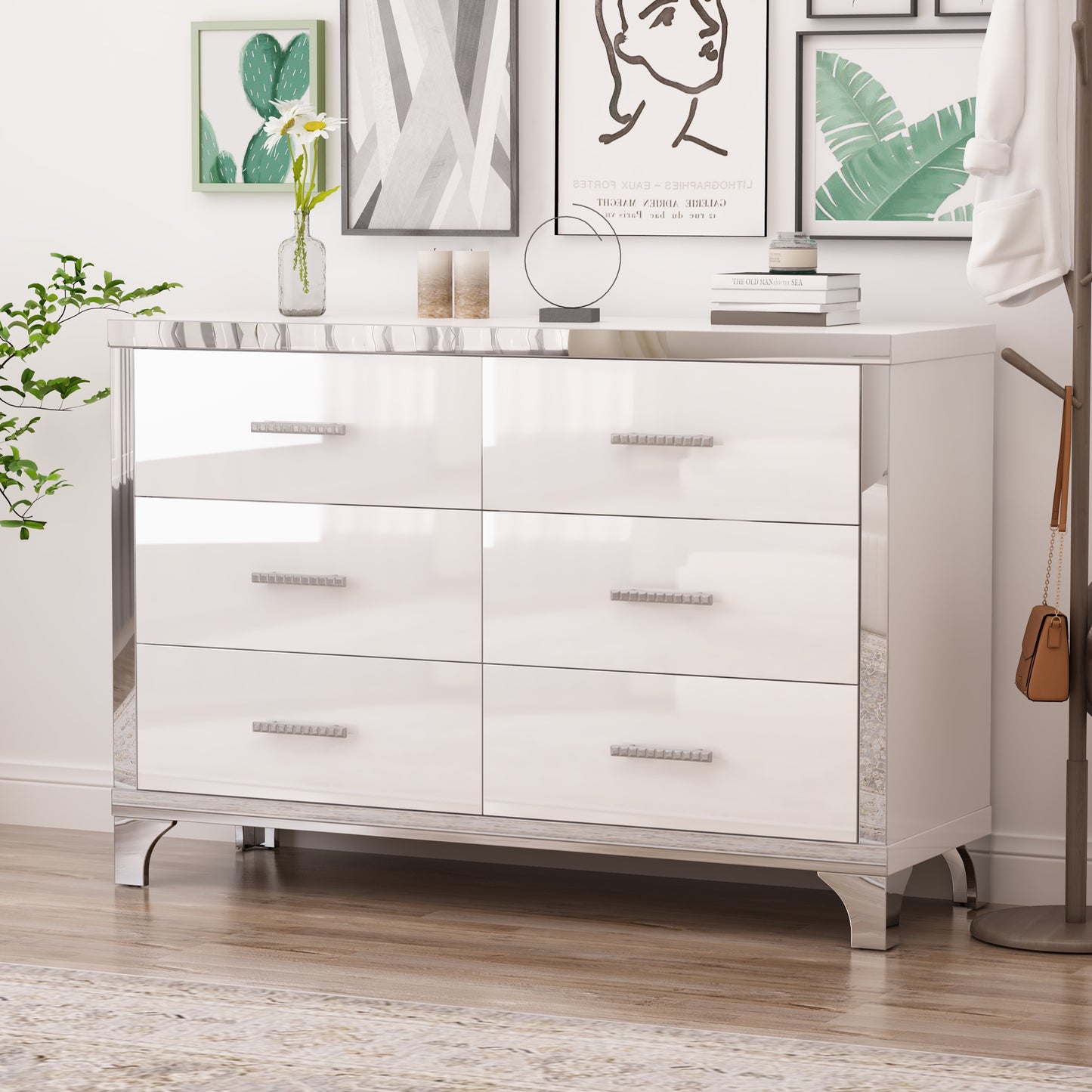 Cleo Modern Mirrored Storage Cabinet