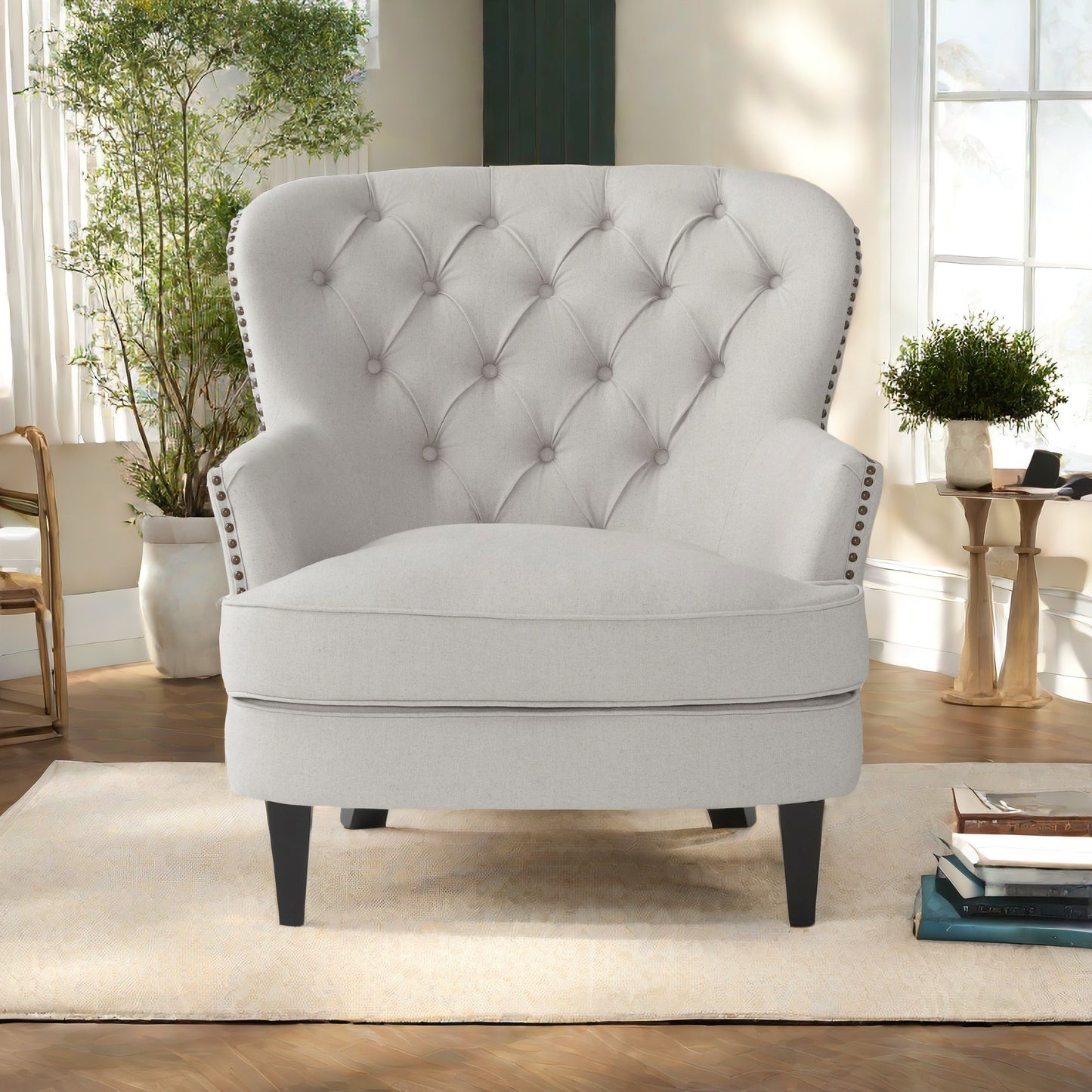 Justo Traditional Upholstered Fabric Club Chair
