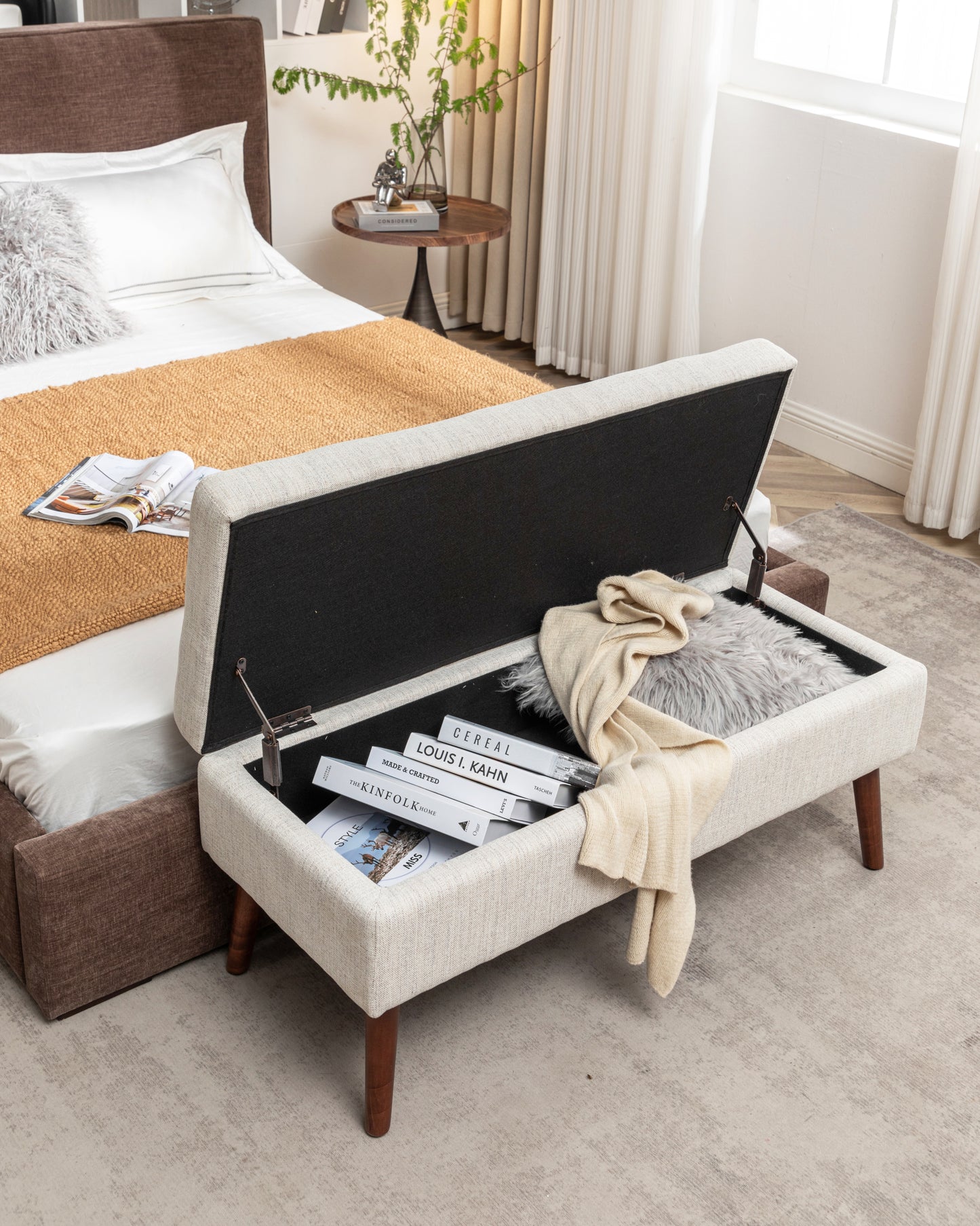 Kingsly Contemporary Upholstered Storage Bench
