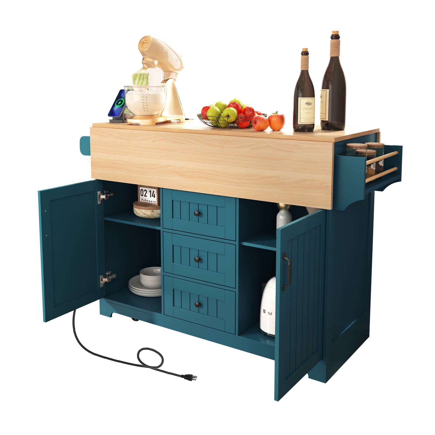 Cleo Modern Rolling Kitchen Cart
