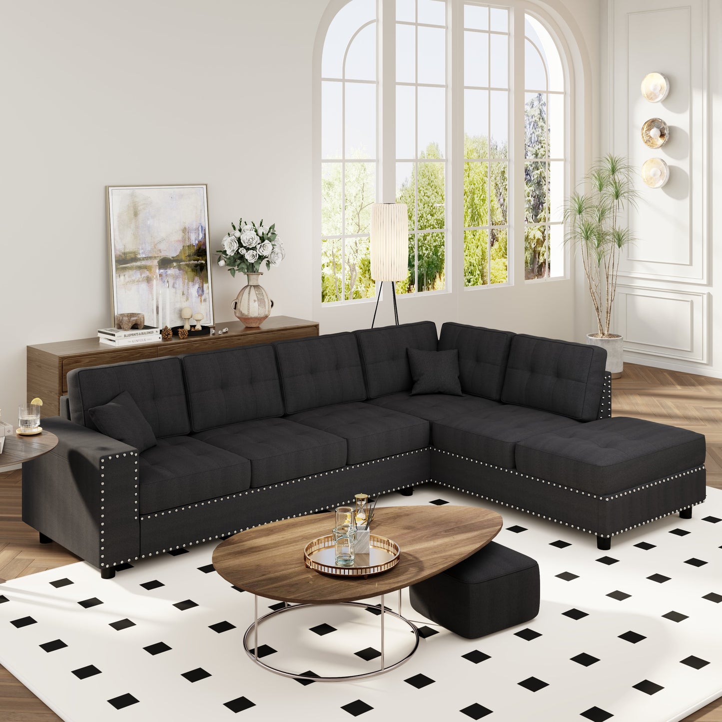 Calista Mid-Century L-Shaped Modular Sofa
