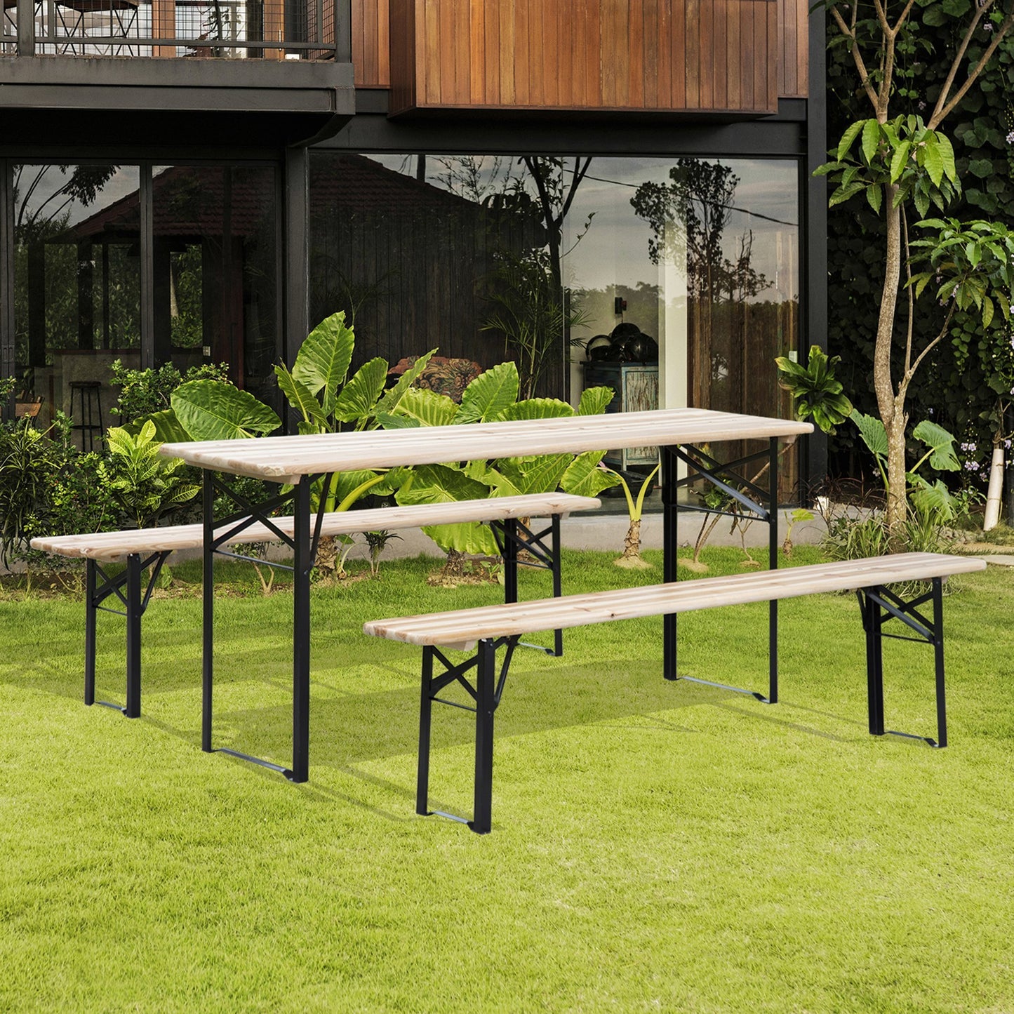Fremont Contemporary Outdoor Portable Picnic Table
