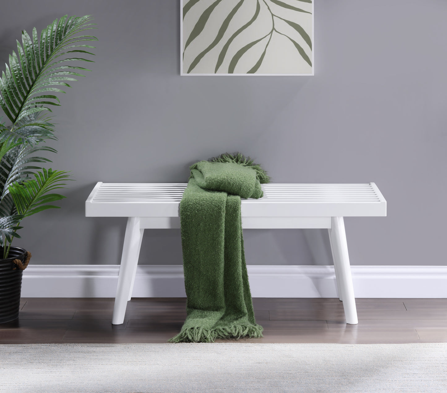 Niles Modern Solid Wood Slatted Bench