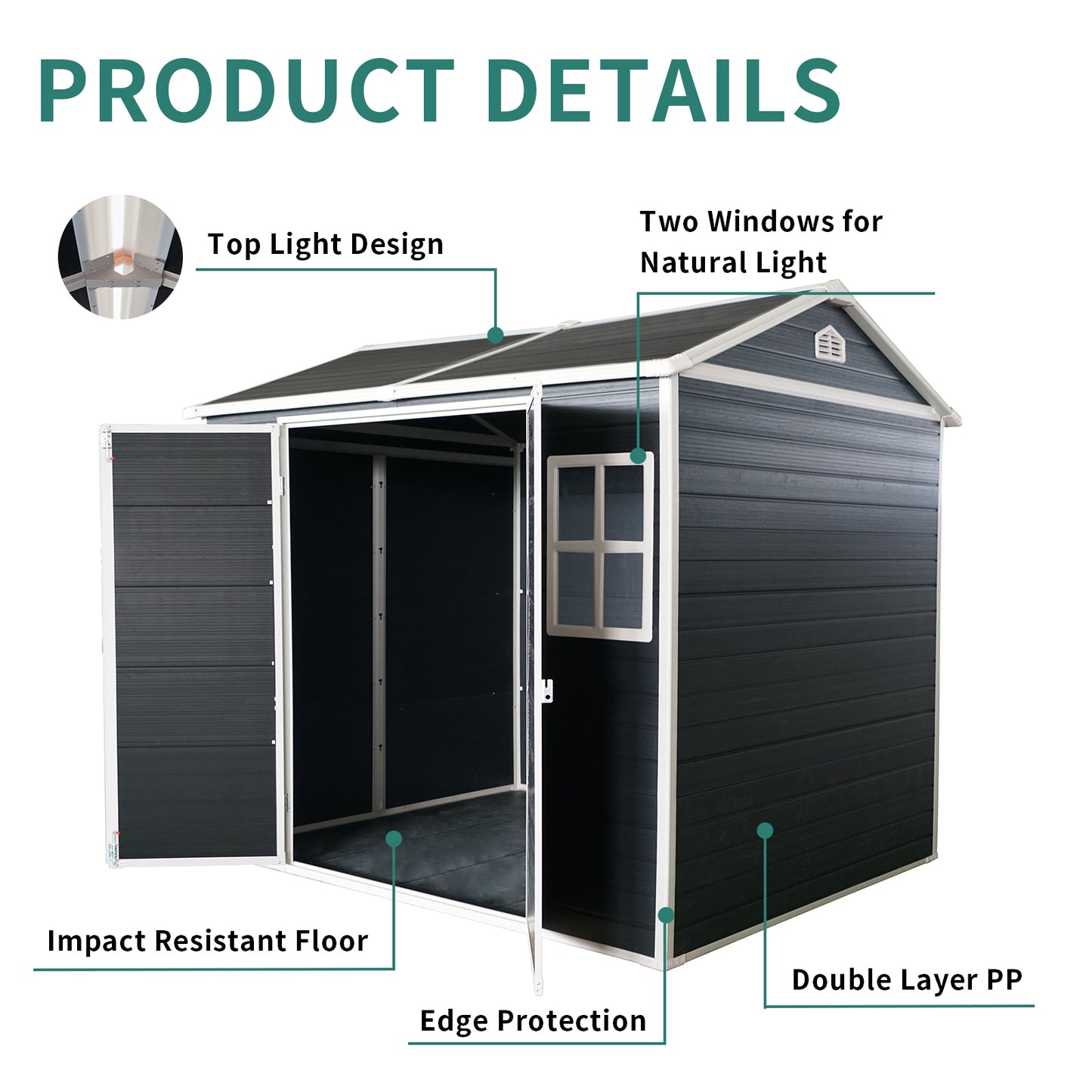 Elmcrest Modern Carbon Garden Shed