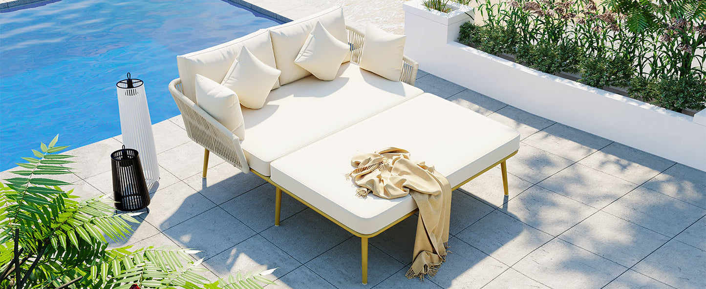 Ghivi Modern Nylon Rope Patio Daybed