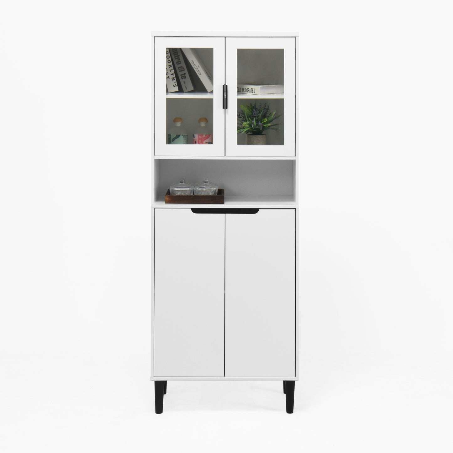 Calista Modern Tempered Glass Storage Cabinet
