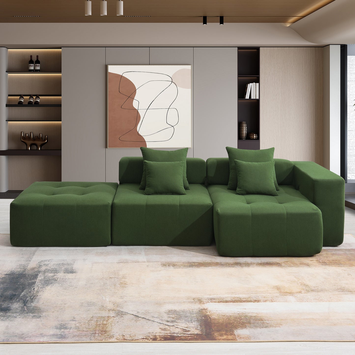 Eda Contemporary Modular Corduroy Sectional Sofa