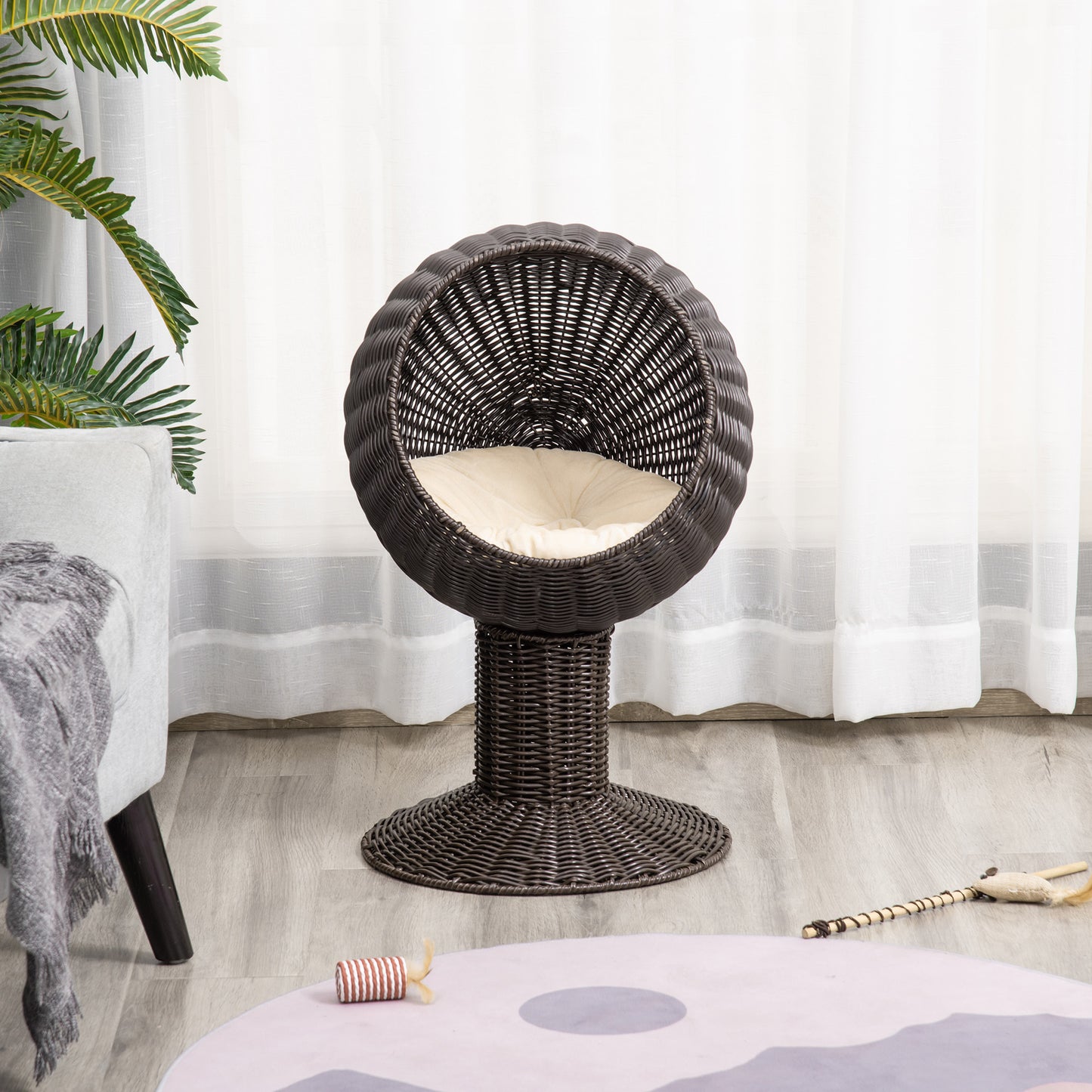 Luz Contemporary Elevated Rattan Cat House