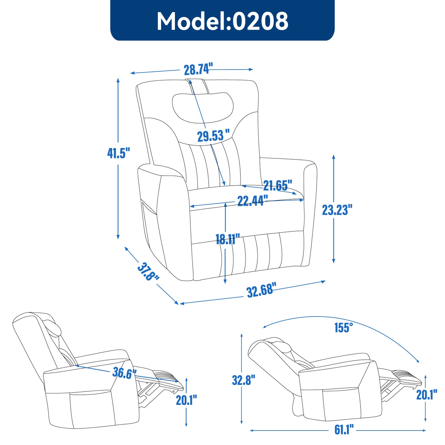 Oakridge Modern Leatheraire Swivel Recliner Chair