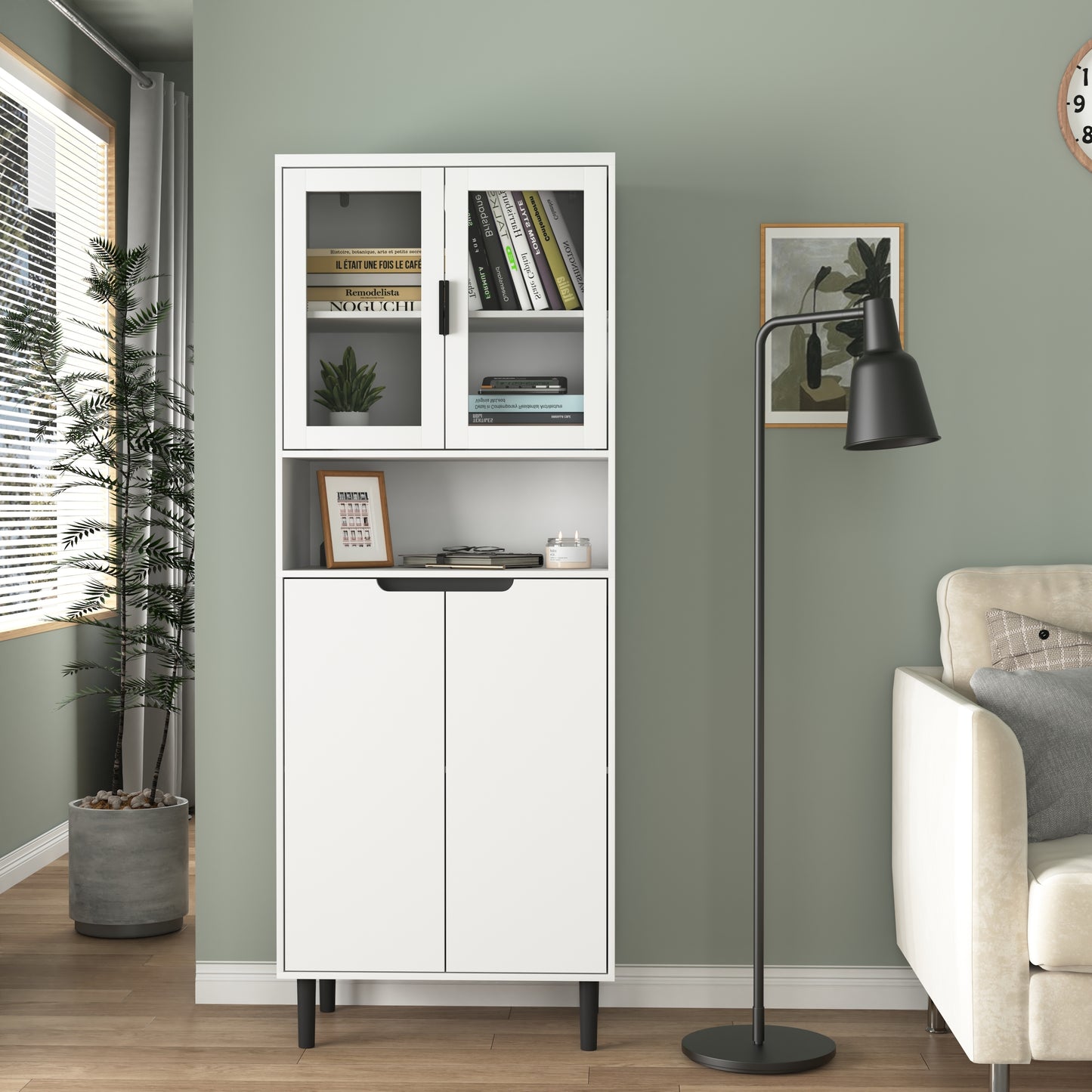 Calista Modern Tempered Glass Storage Cabinet