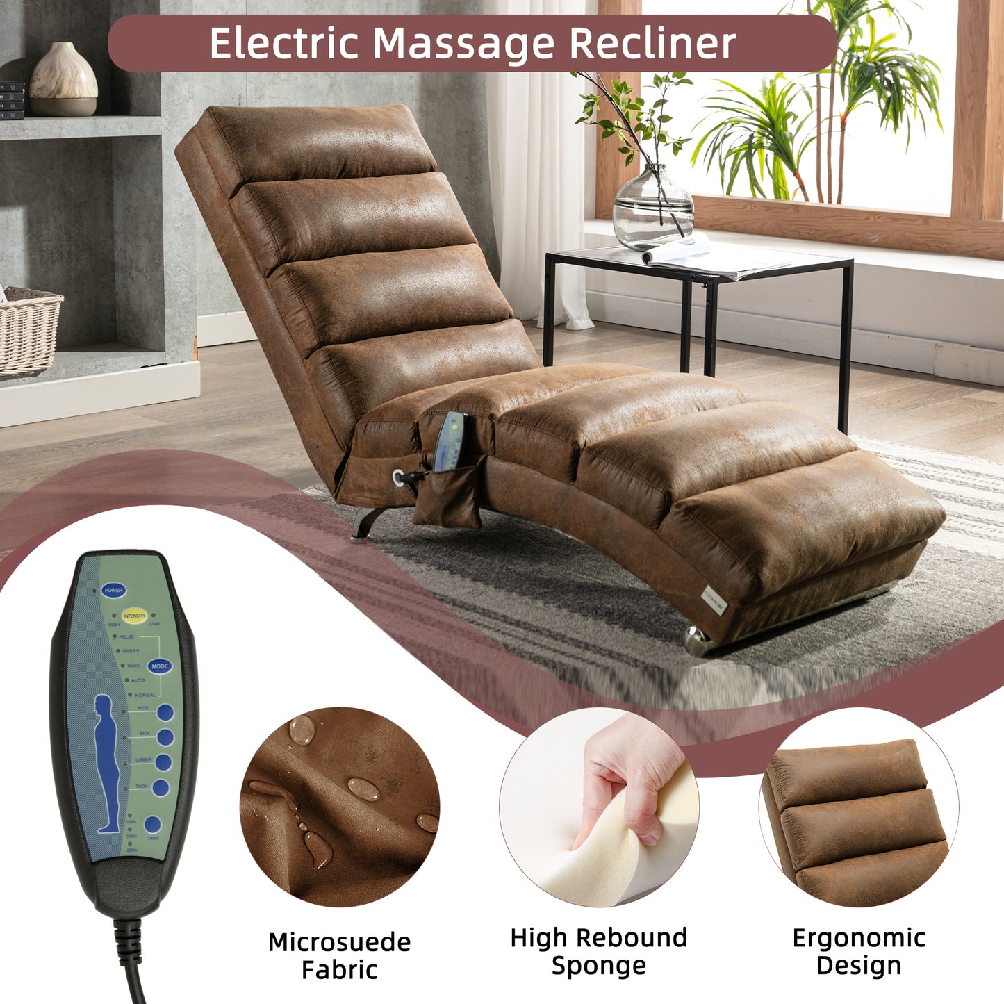 Marcel Contemporary Linen Massage Lounge Chaise