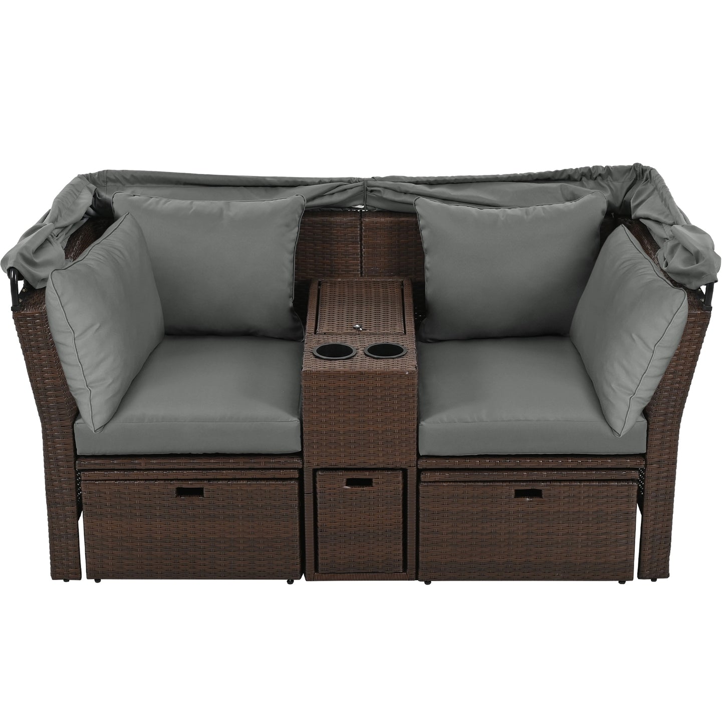 Amity Modern Loveseat Foldable Awning Daybed