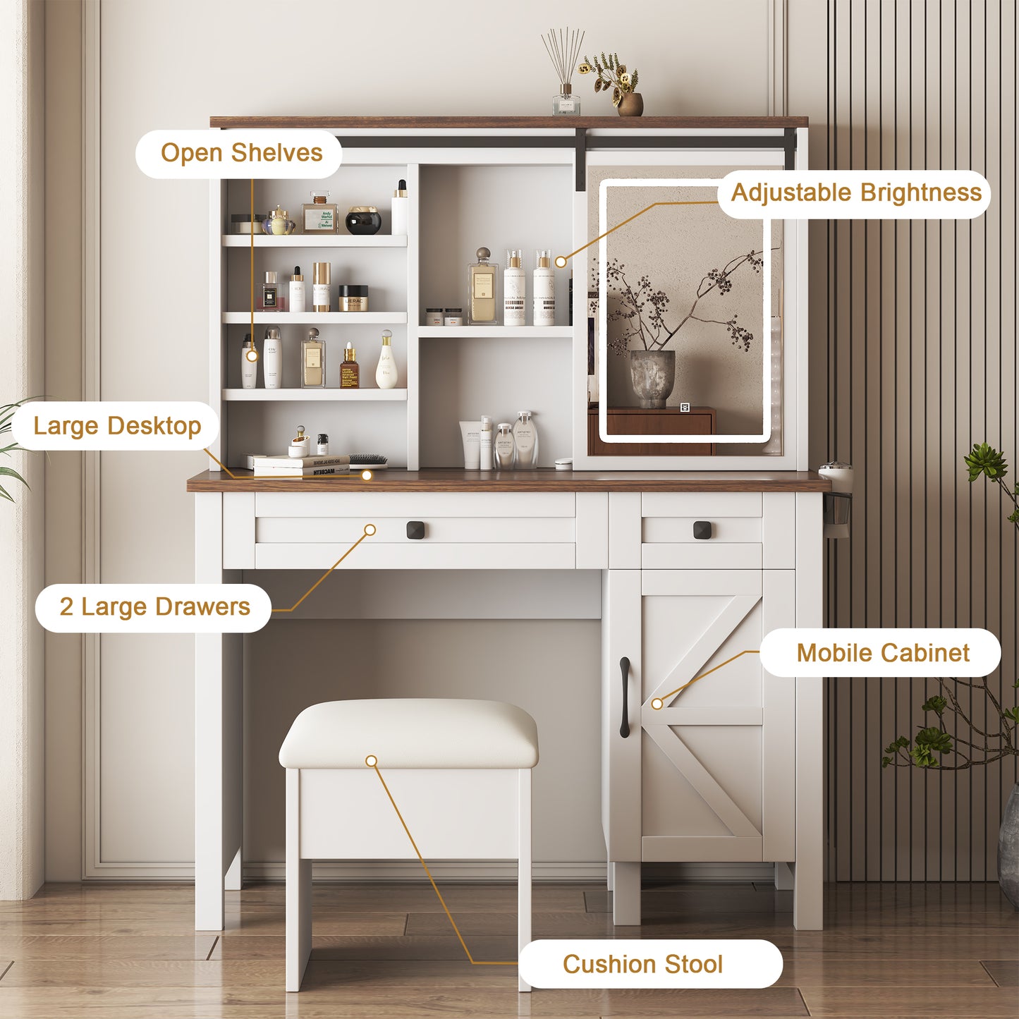 Fremont Craftsman Farmhouse Makeup Vanity Desk