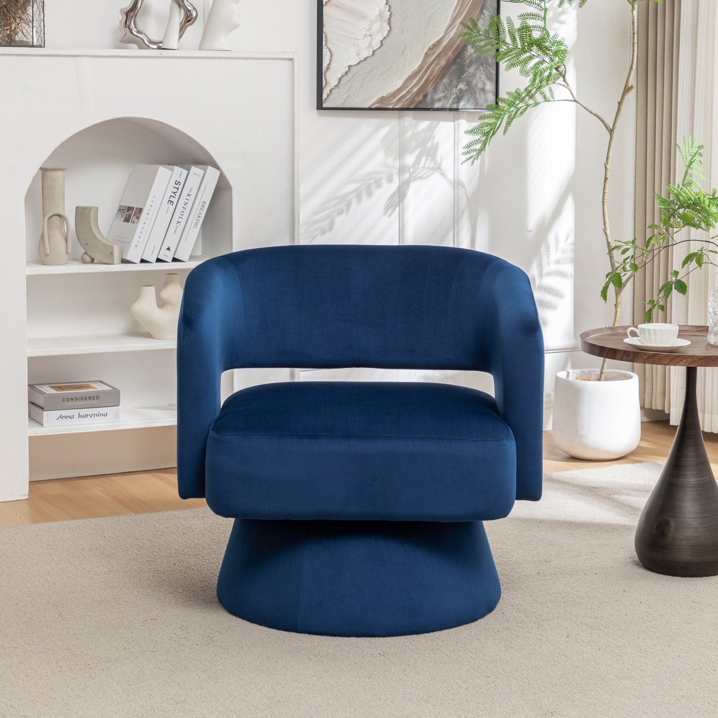 Elmcrest Traditional Velvet Swivel Accent Chair