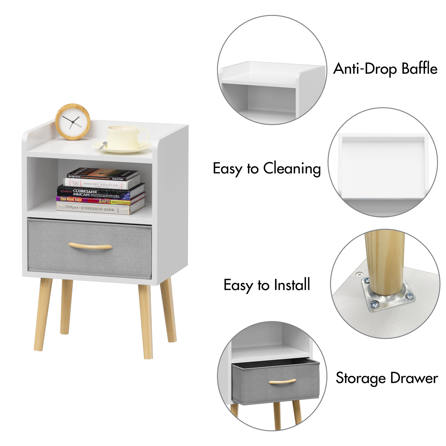 Jiron Contemporary Fabric Drawer Nightstand