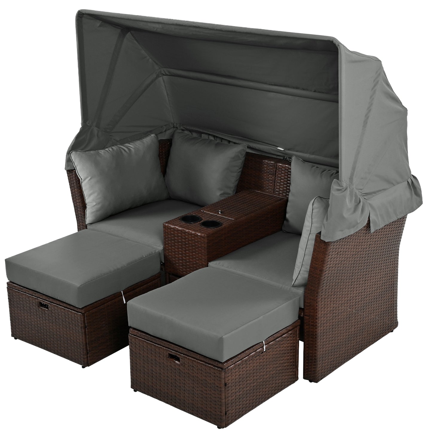 Amity Modern Loveseat Foldable Awning Daybed