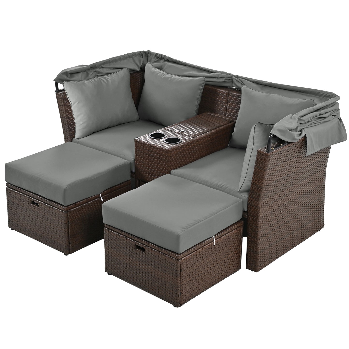 Amity Modern Loveseat Foldable Awning Daybed