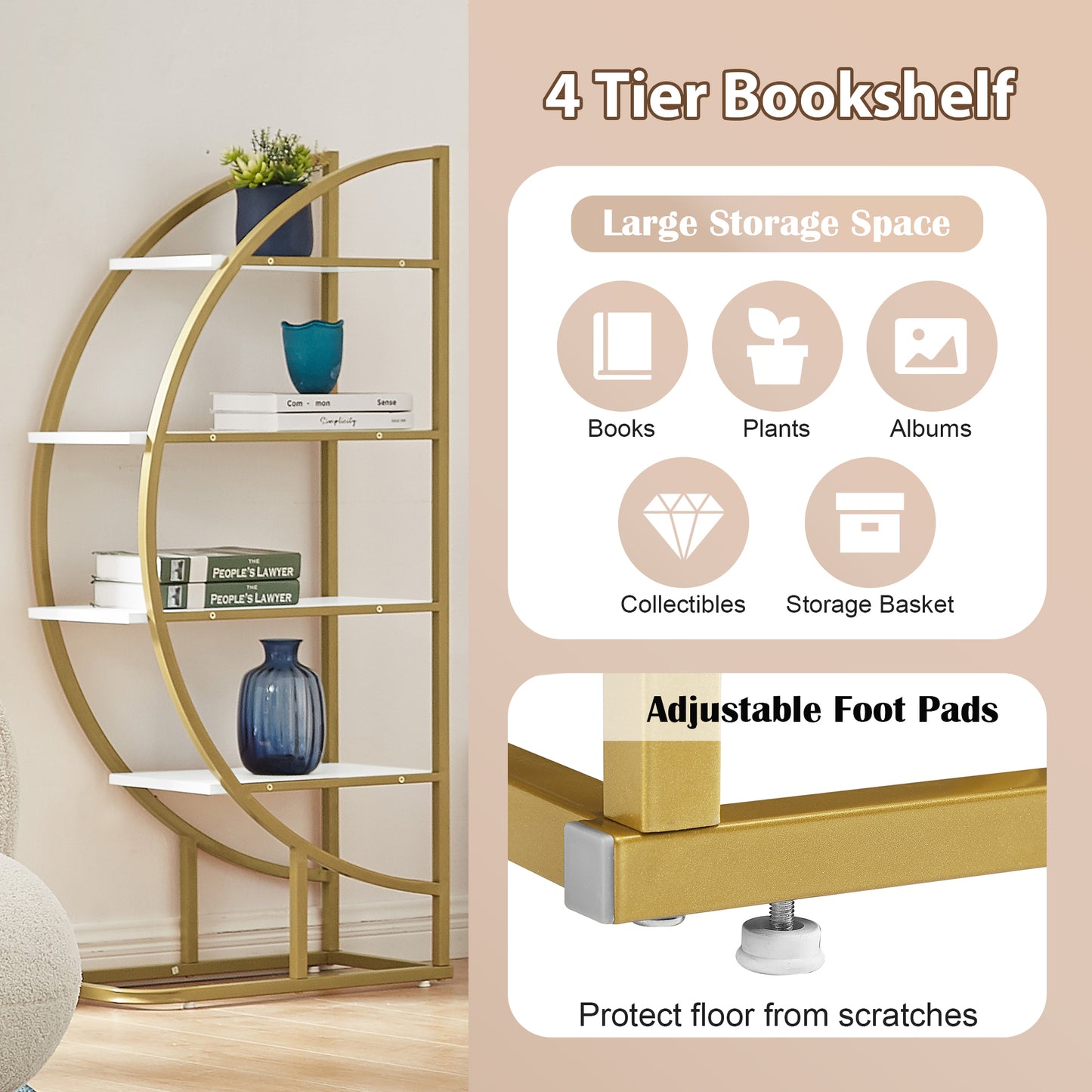 Emery Modern Metal Round Bookshelf