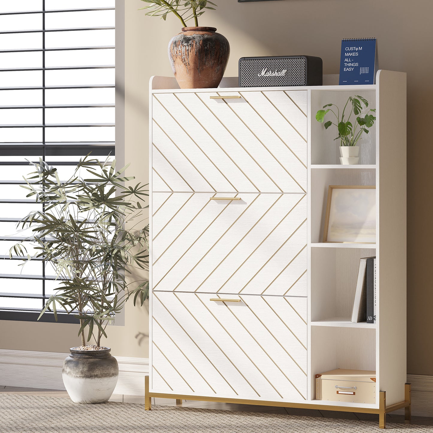Mission Modern Slim Shoe Storage Cabinet