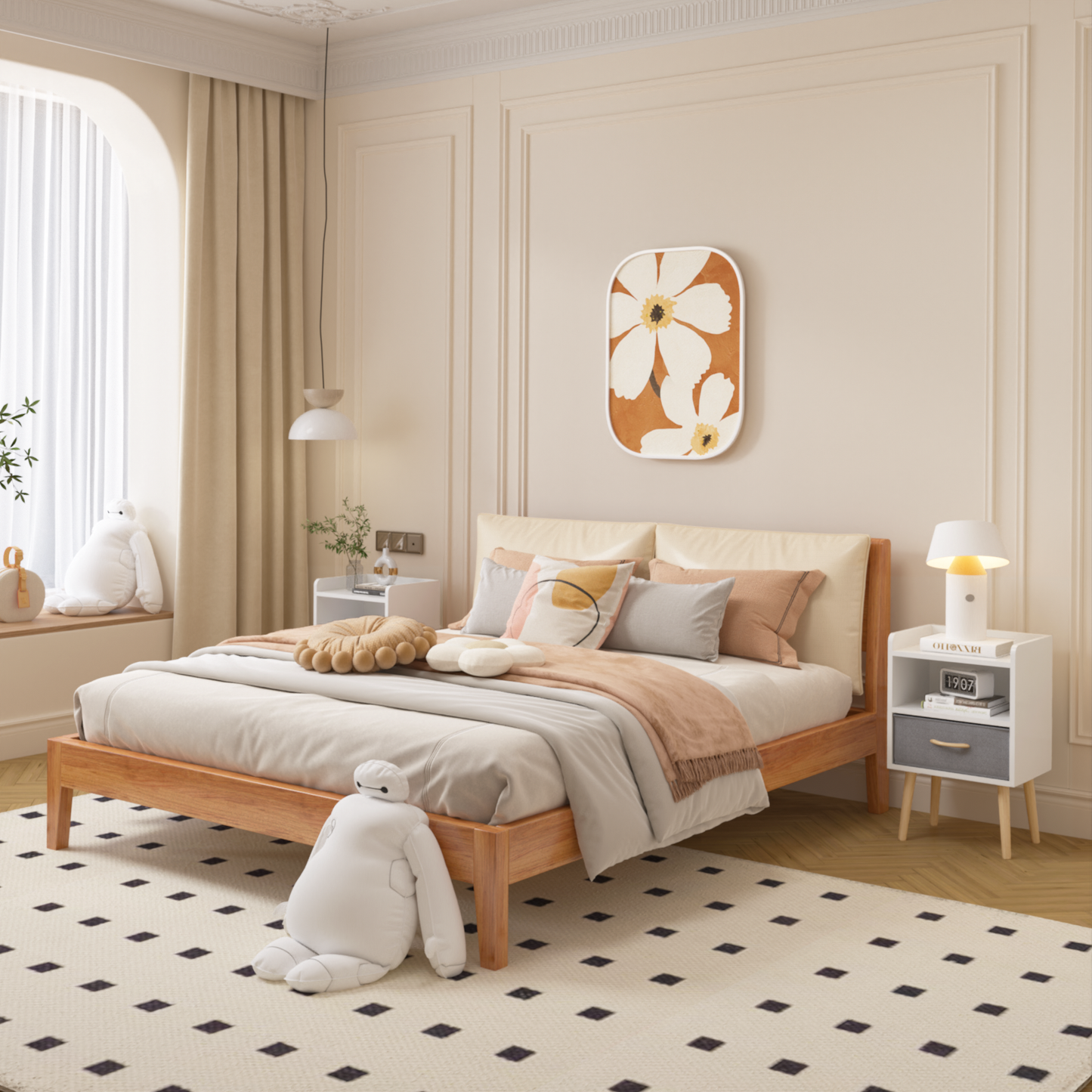 Jiron Contemporary Fabric Drawer Nightstand