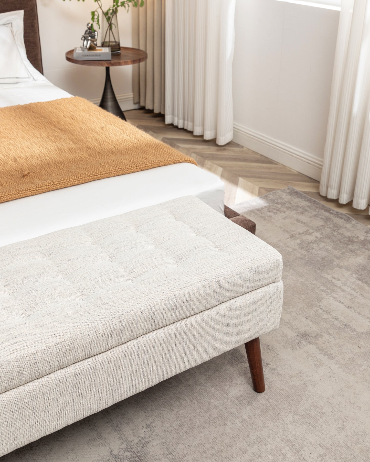 Kingsly Contemporary Upholstered Storage Bench