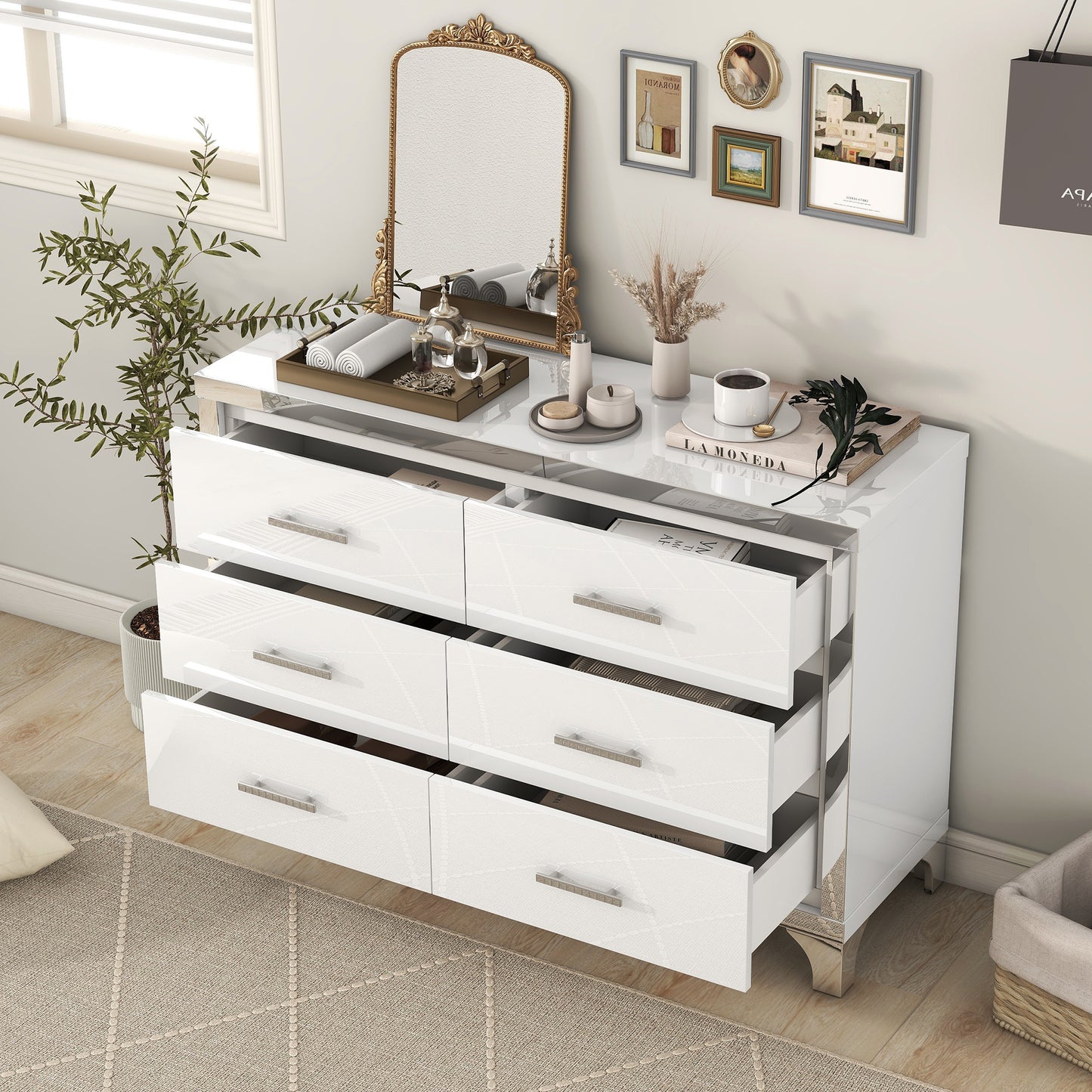 Cleo Modern Mirrored Storage Cabinet