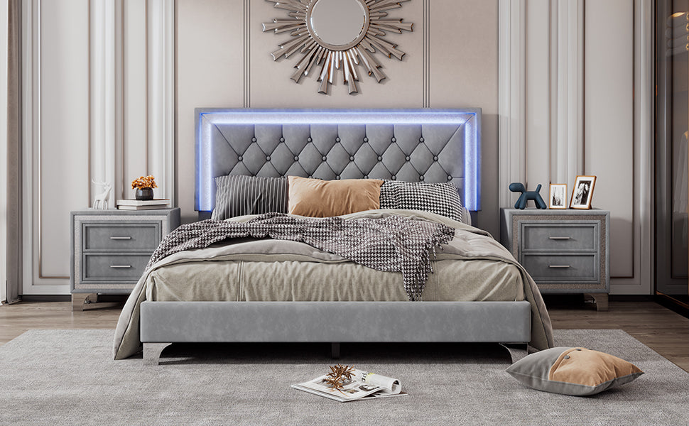 Silverleaf Modern LED Platform Bedroom Set