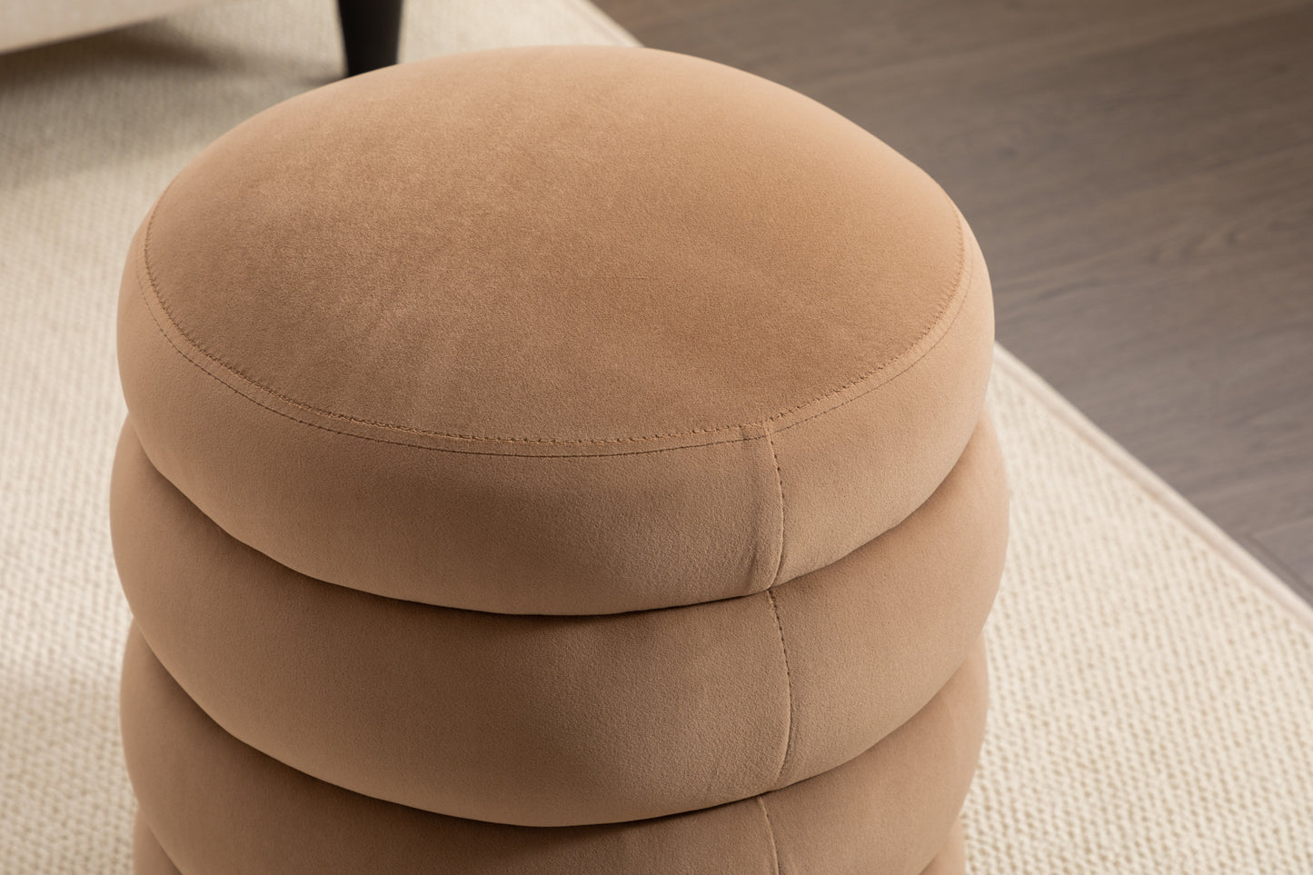 Ghivi Contemporary Velvet Round Footrest Ottoman