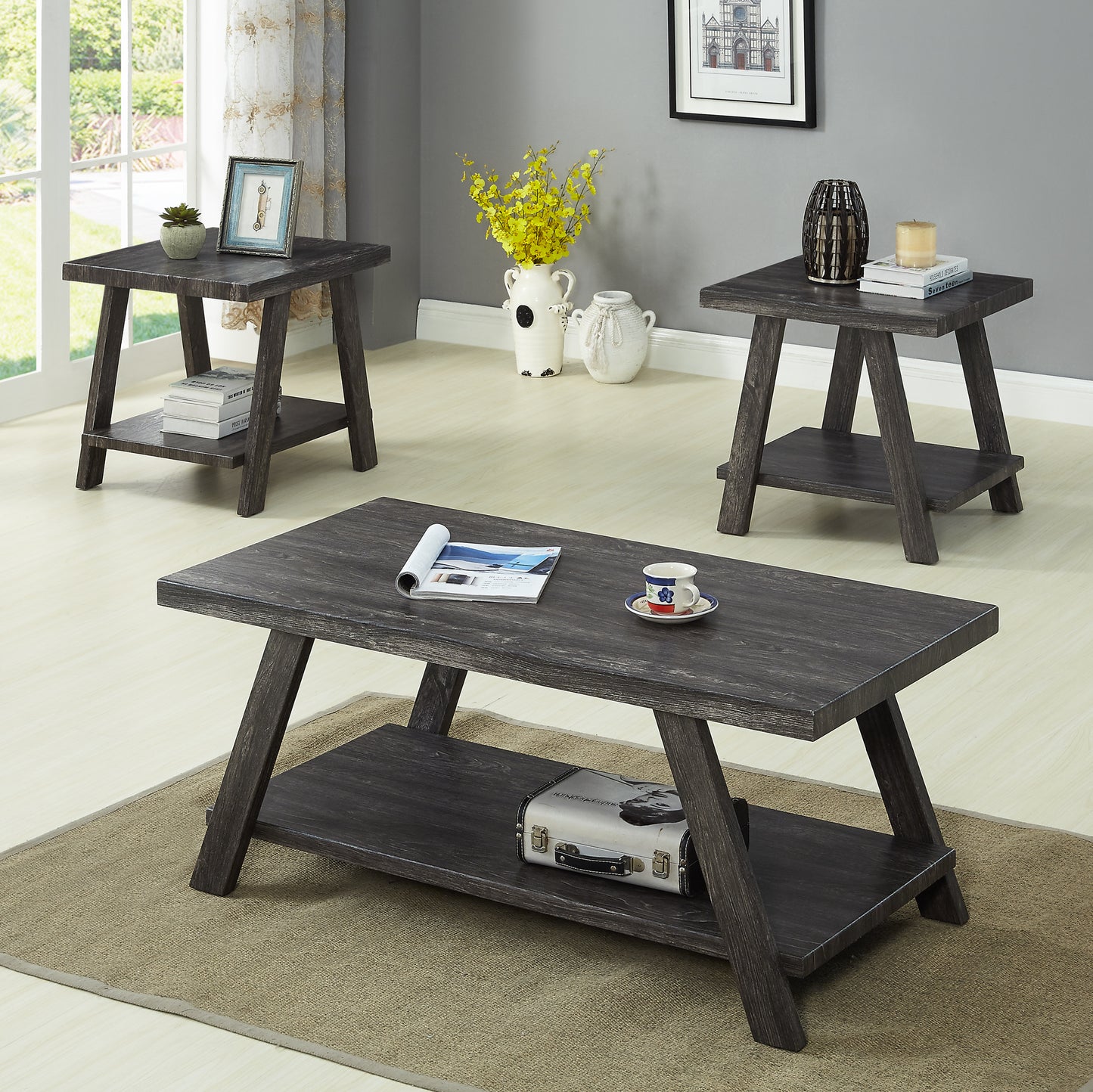 Napa Contemporary Athens Charcoal Shelf Table