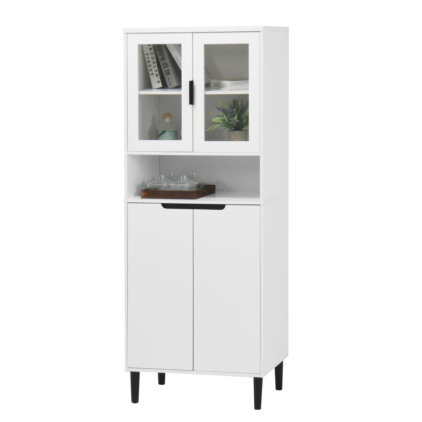 Calista Modern Tempered Glass Storage Cabinet