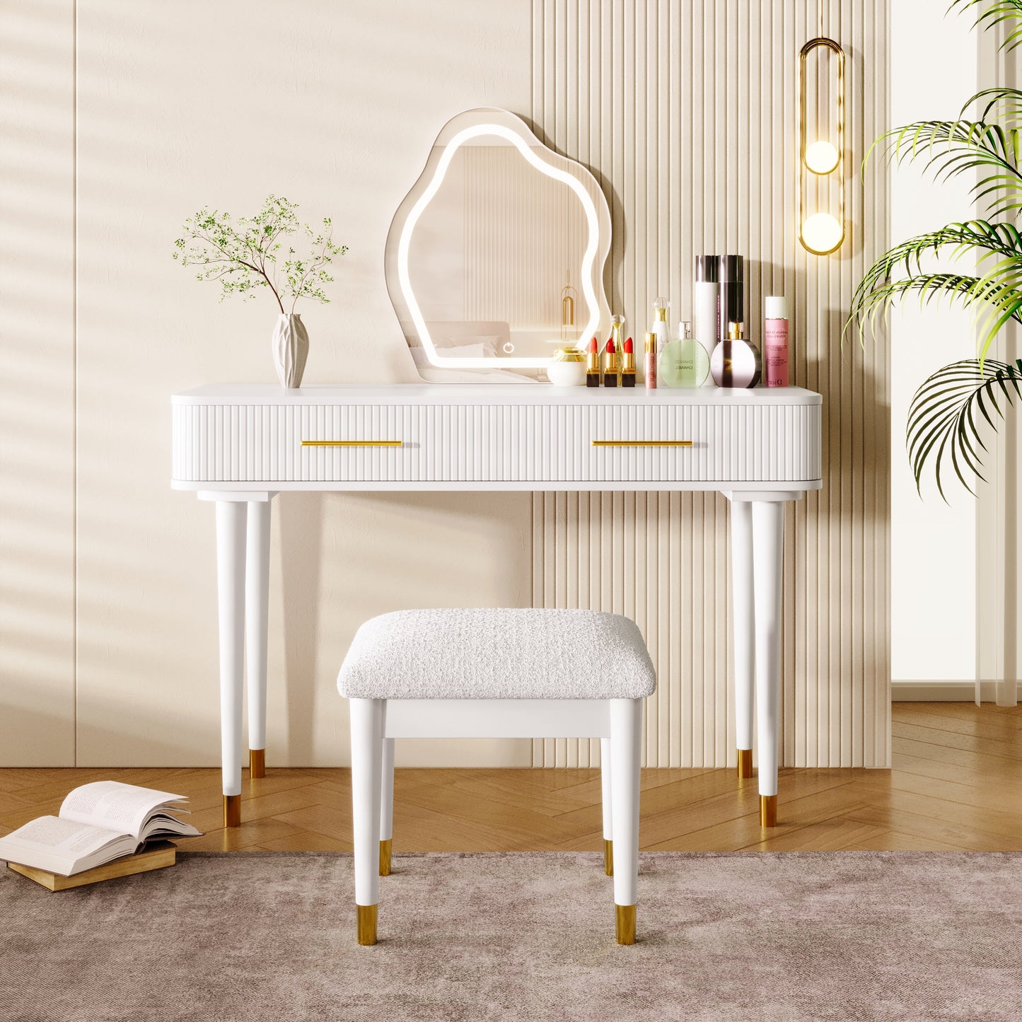 Napa Modern Velvet Lighted Vanity Table