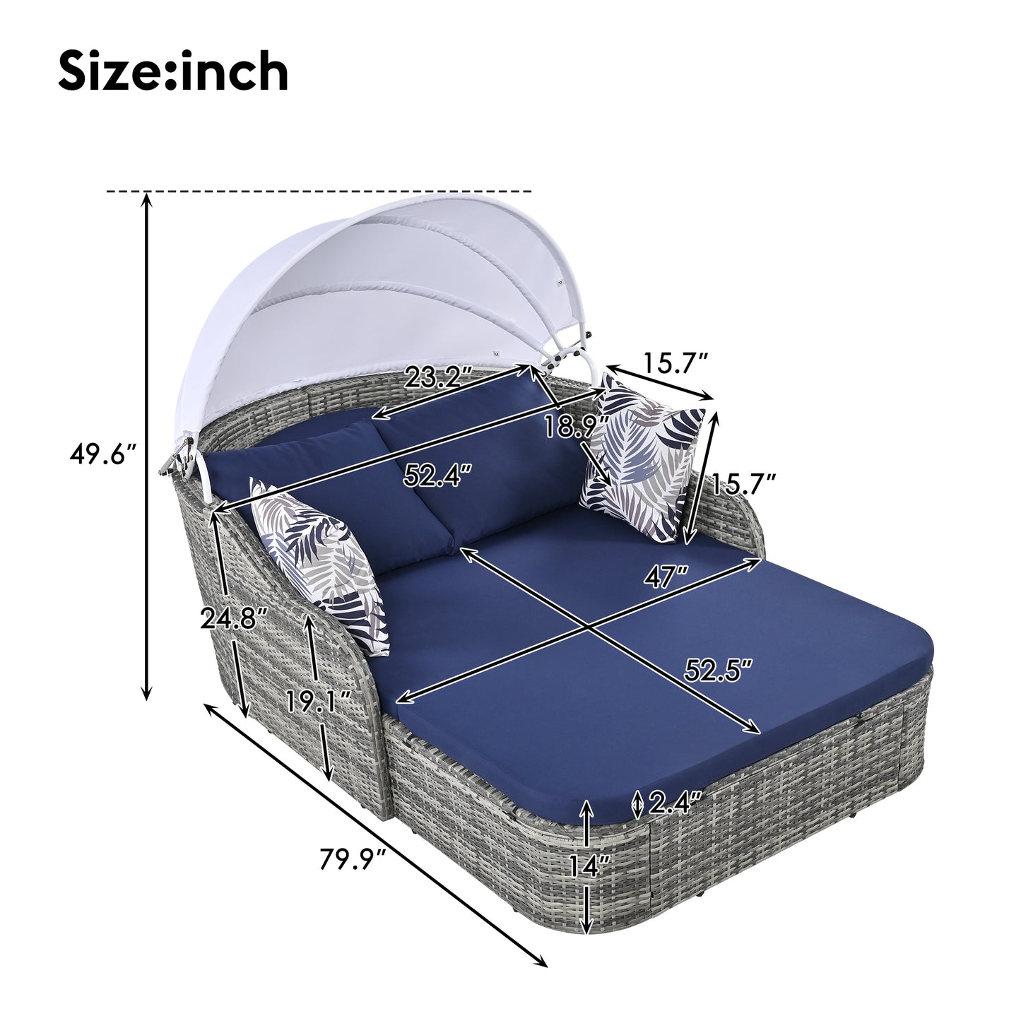Oakridge Modern Canopy Sunbed Daybed
