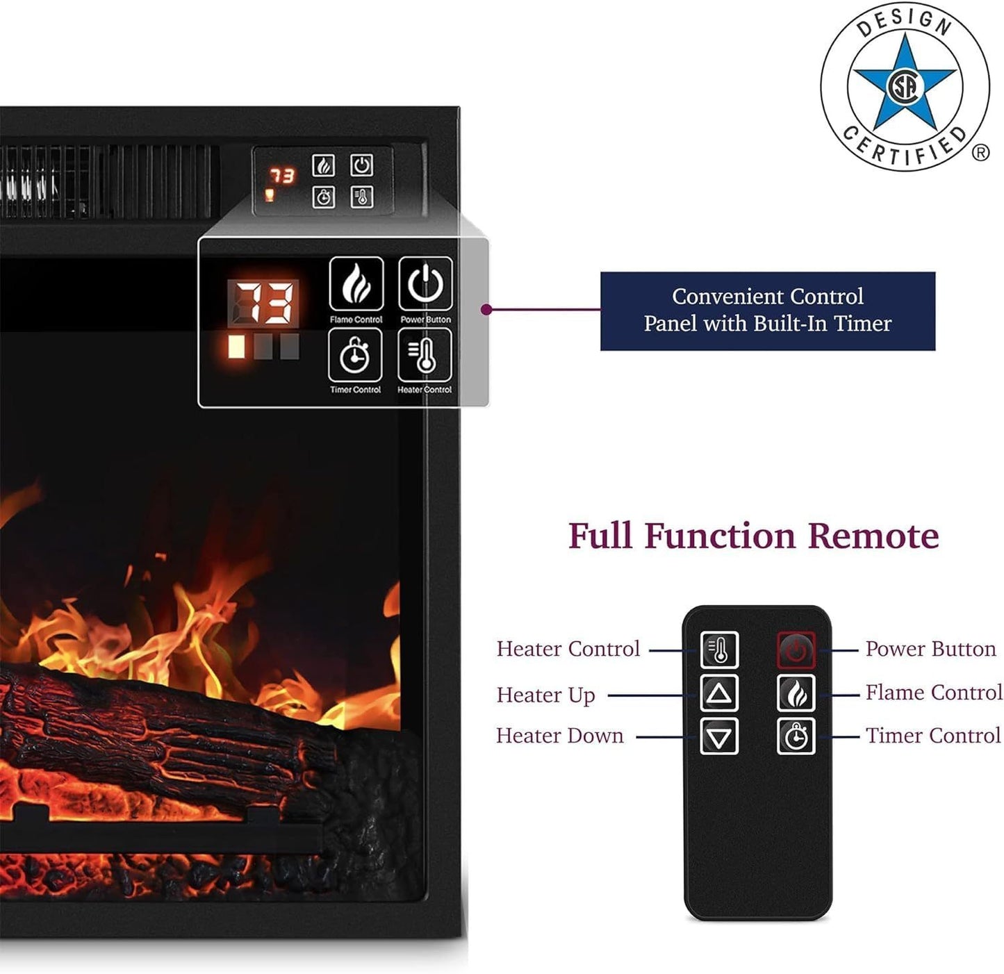 Marcel Industrial Velvet Electric Fireplace