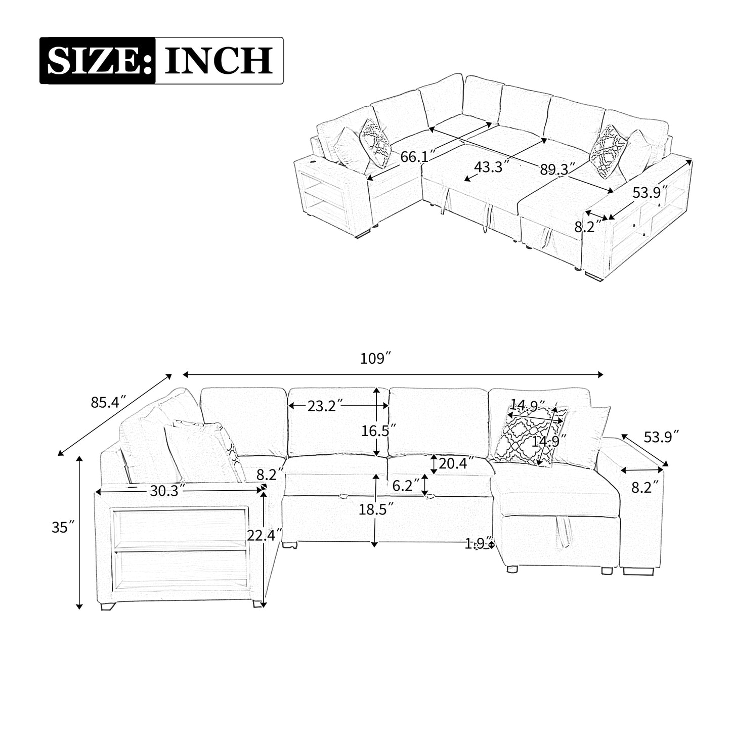 Lazzareschi Contemporary Pull-out Storage Sofa
