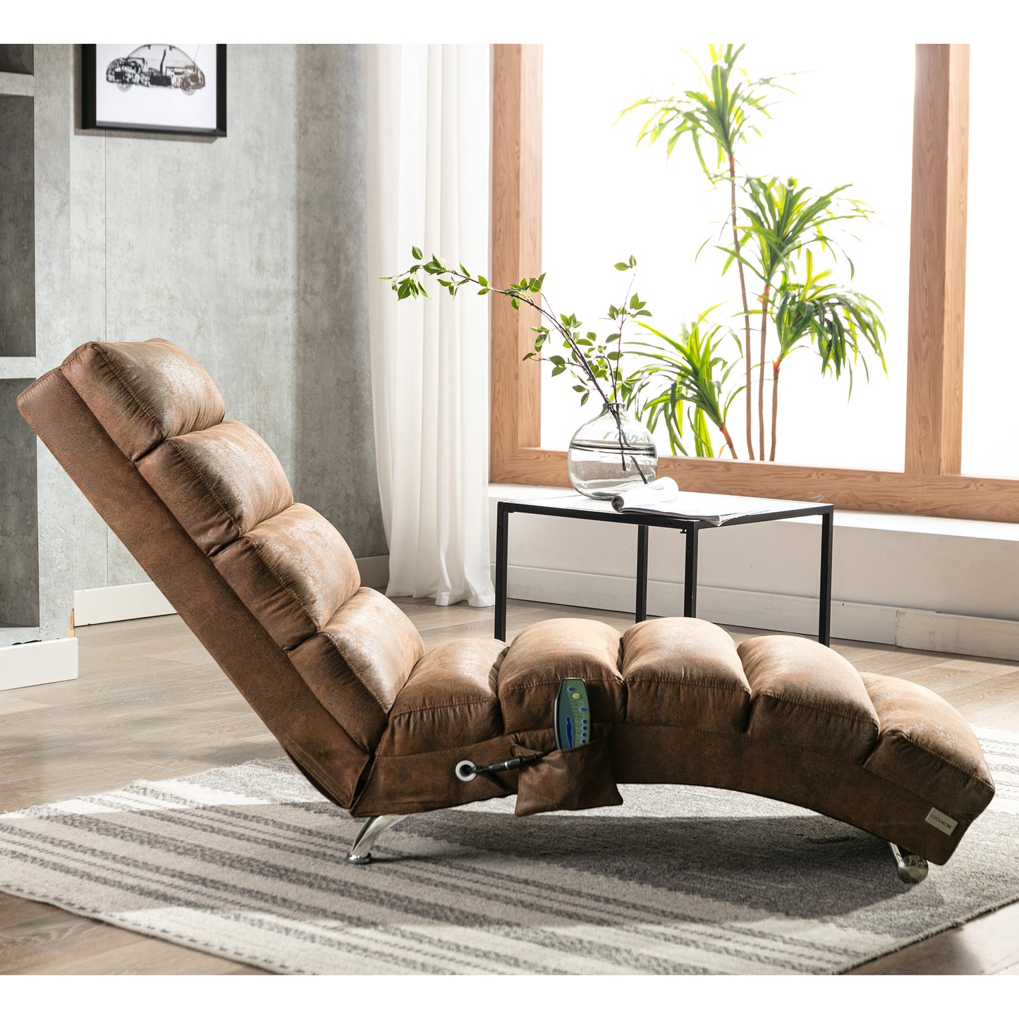 Marcel Contemporary Linen Massage Lounge Chaise