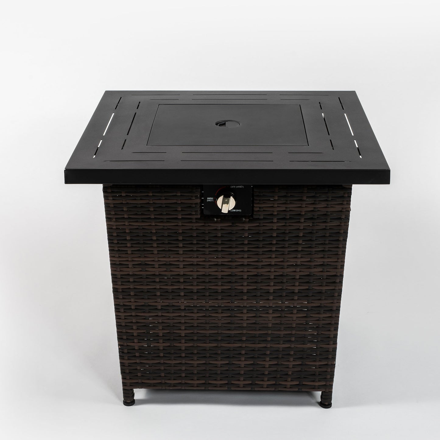 Amity Contemporary Wicker Square Fire Pit Table