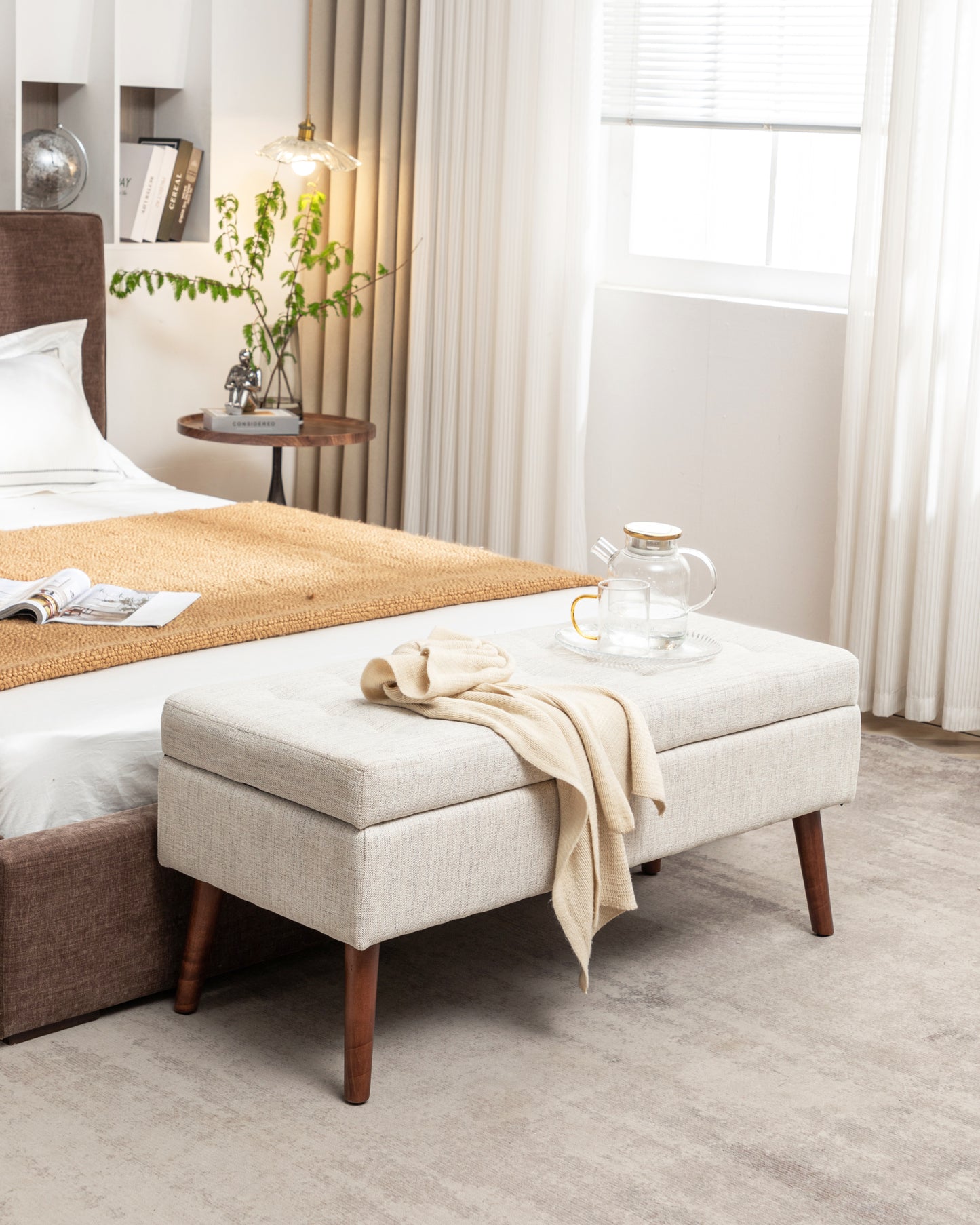Kingsly Contemporary Upholstered Storage Bench