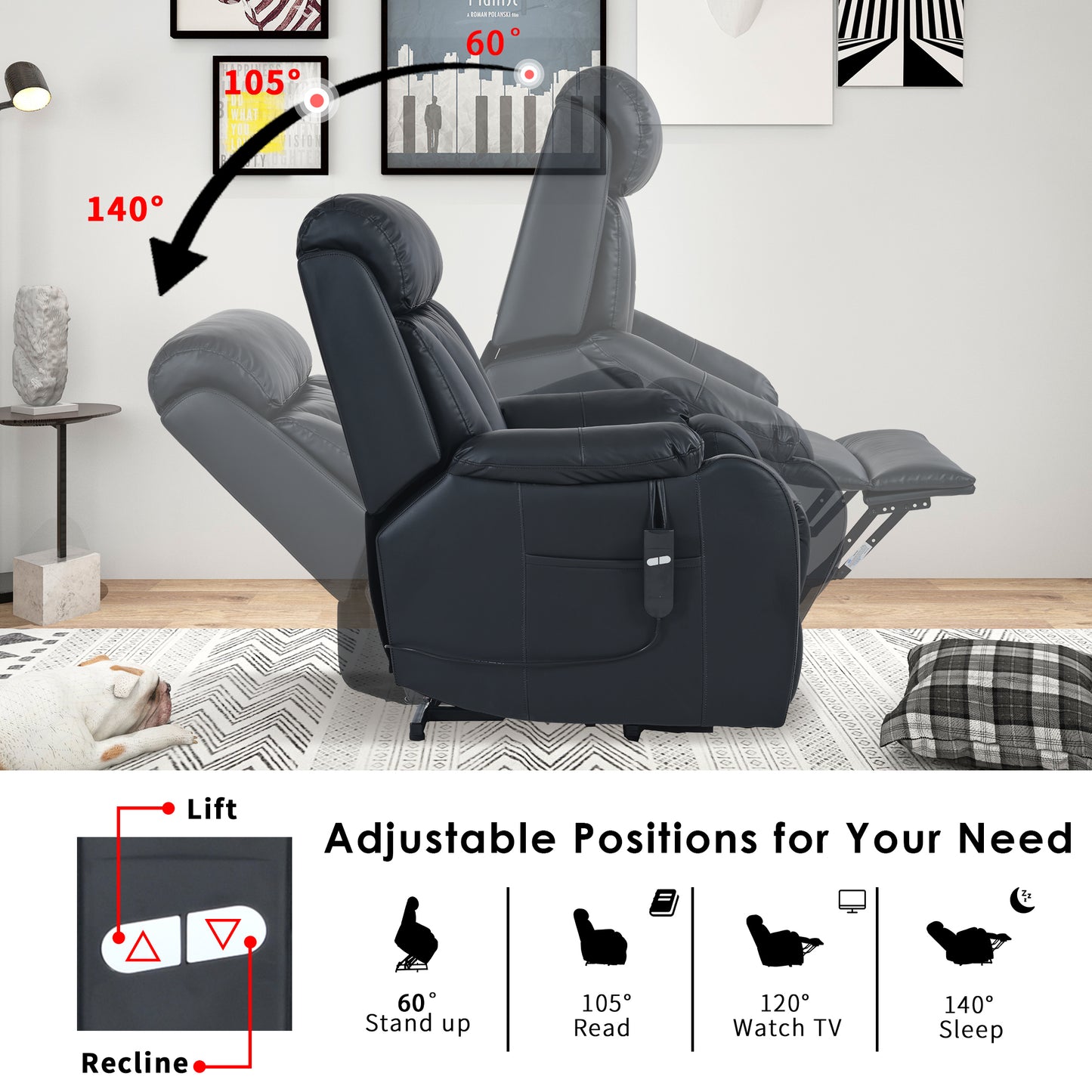 Healdsburg Modern Electric Power Recliner Chair