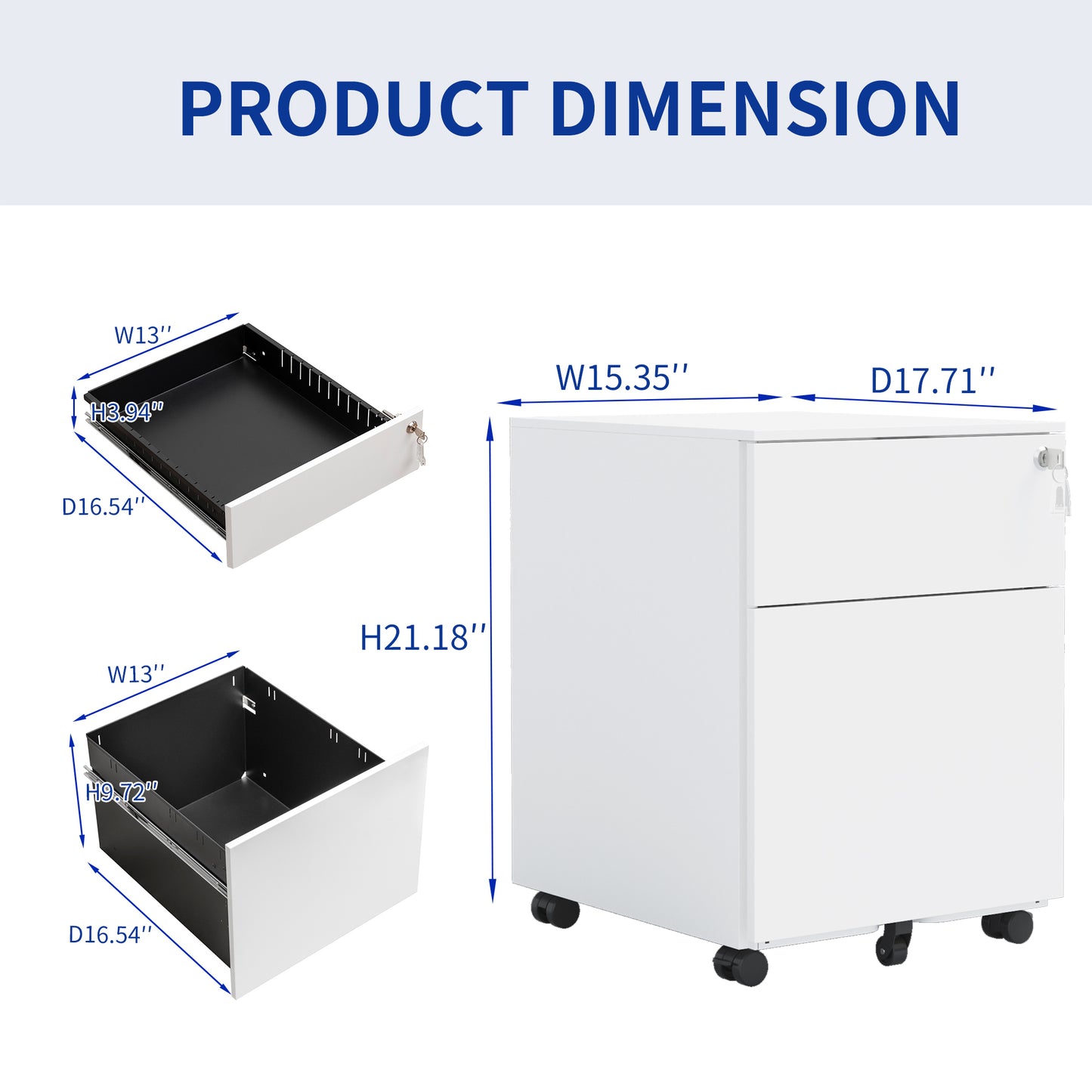 Somerset Modern Mobile File Cabinet Lock